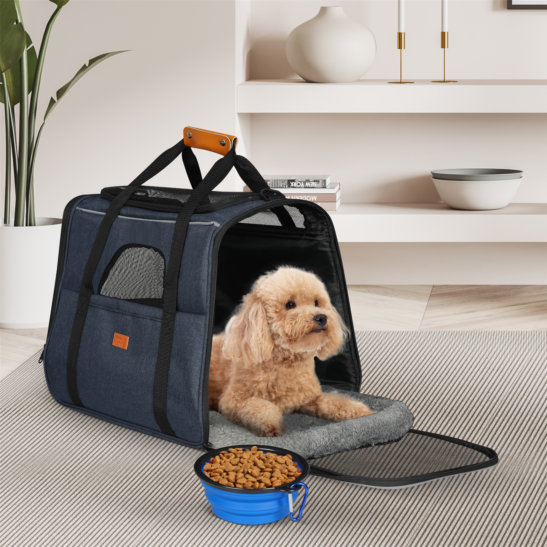 Large Pet Carrier Bag Portable Soft Fabric Mesh Folding Dog Cat Puppy Travel New - Picture 3 of 17