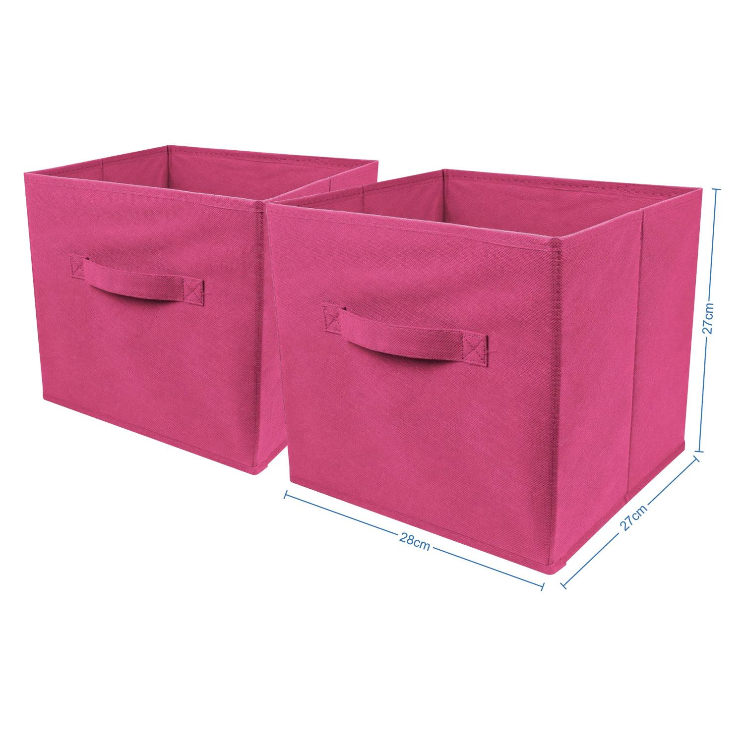 Pack Of 2 Square Canvas Storage Cube Collapsible Fabric Clothes