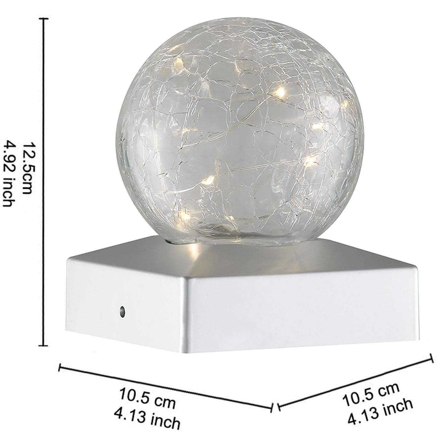Solar Crackle Glass Ball Post Deck Cap Led Lights Garden Outdoor Fits 4