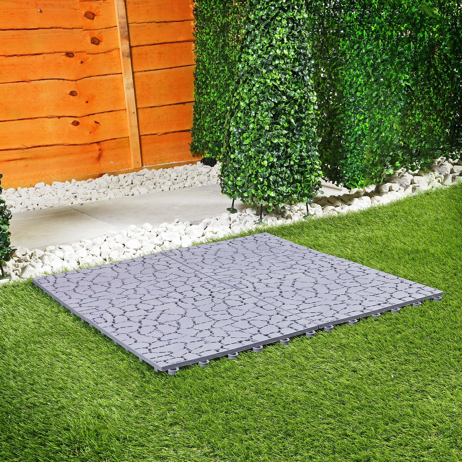 24 Interlocking Plastic Garden Patio Path Tiles Decking Floor Lawn