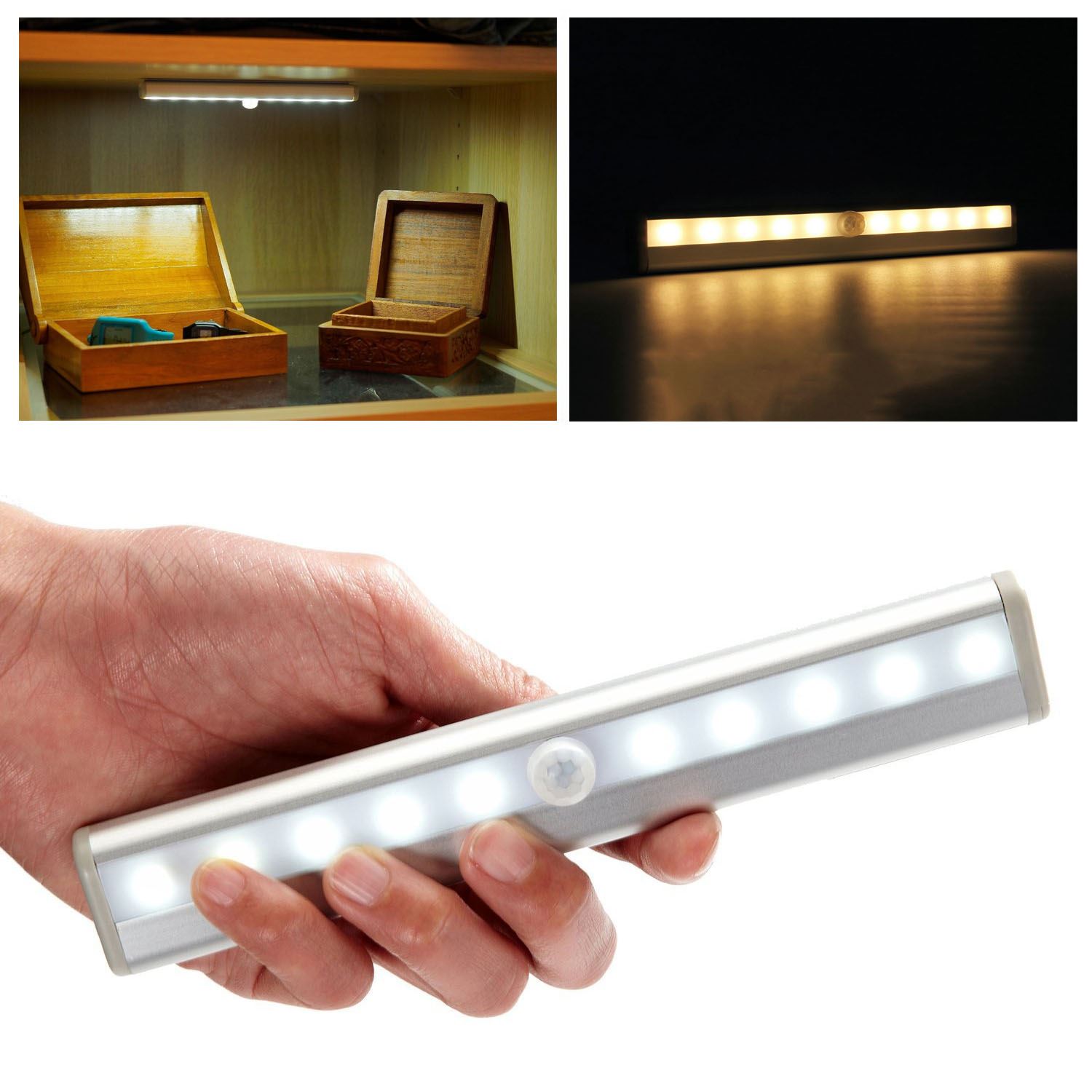 Battery Power LED Adhesive Automatic PIR Sensor Wardrobe Cupboard
