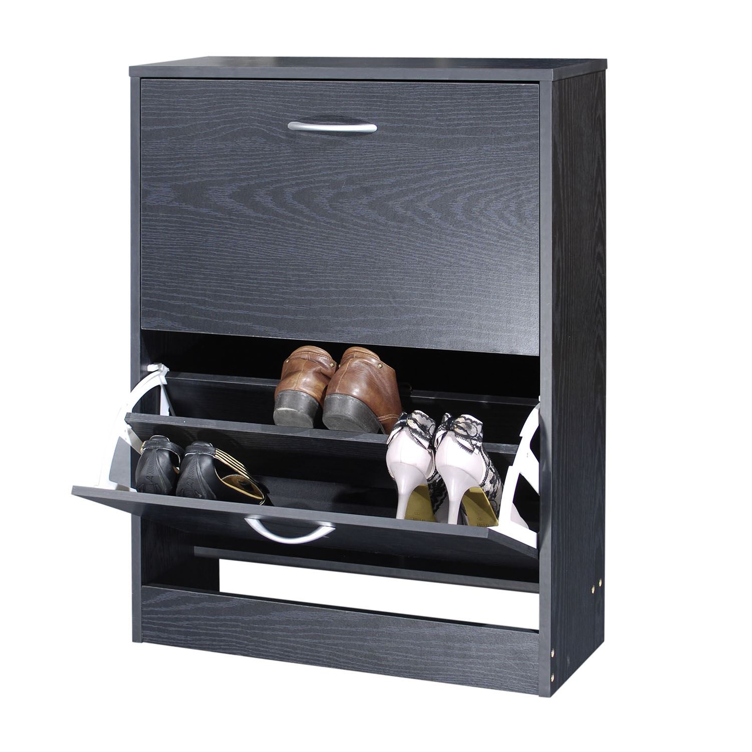 2 Drawer Shoe Storage Cupboard Wooden Furniture Footwear Stand