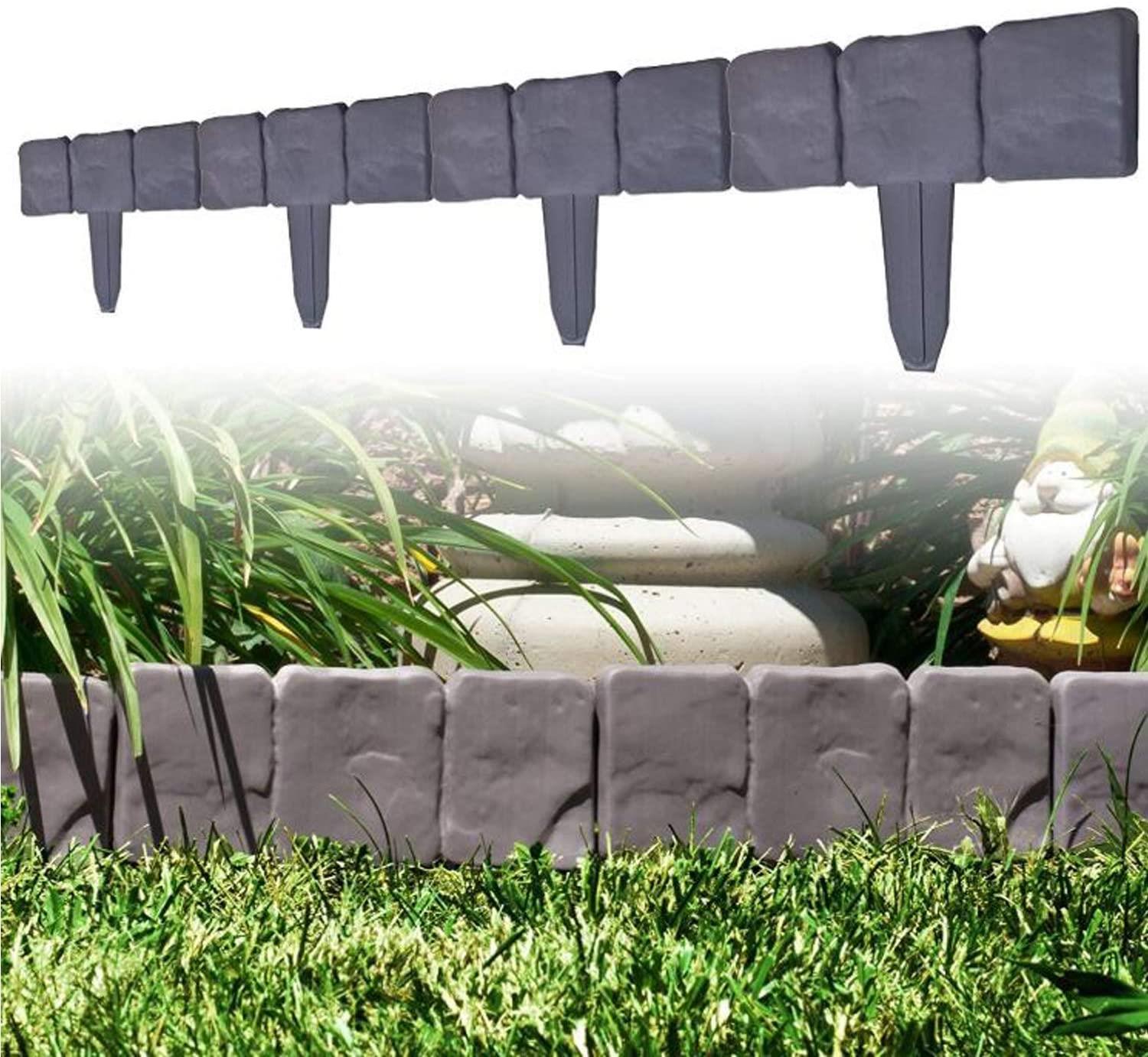 Cobbled Stone Effect Plastic Garden Lawn Edging Plant Border Simply Hammer In - Picture 5 of 7