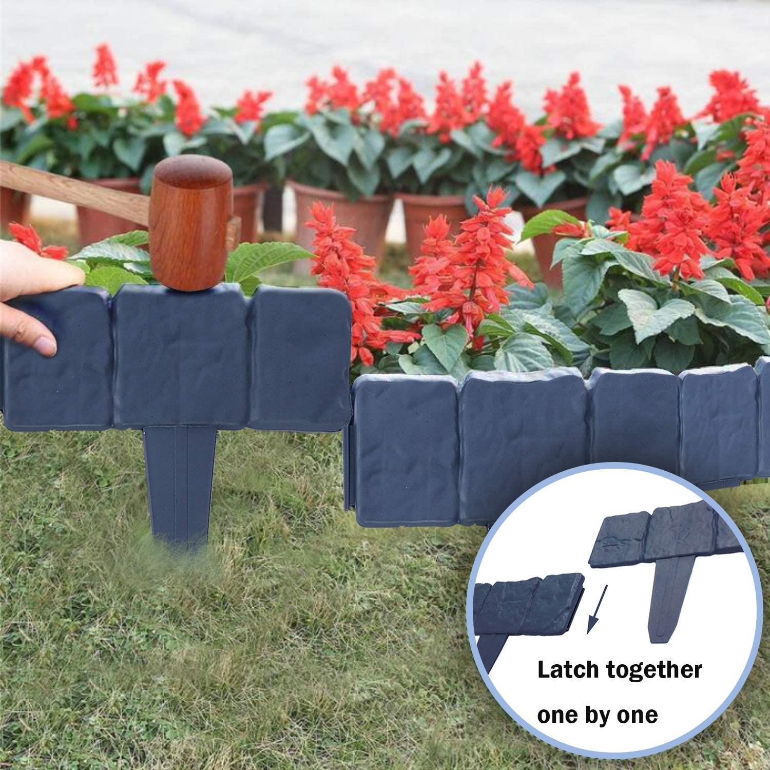 Cobbled Stone Effect Plastic Garden Lawn Edging Plant Border Simply Hammer In - Picture 3 of 7
