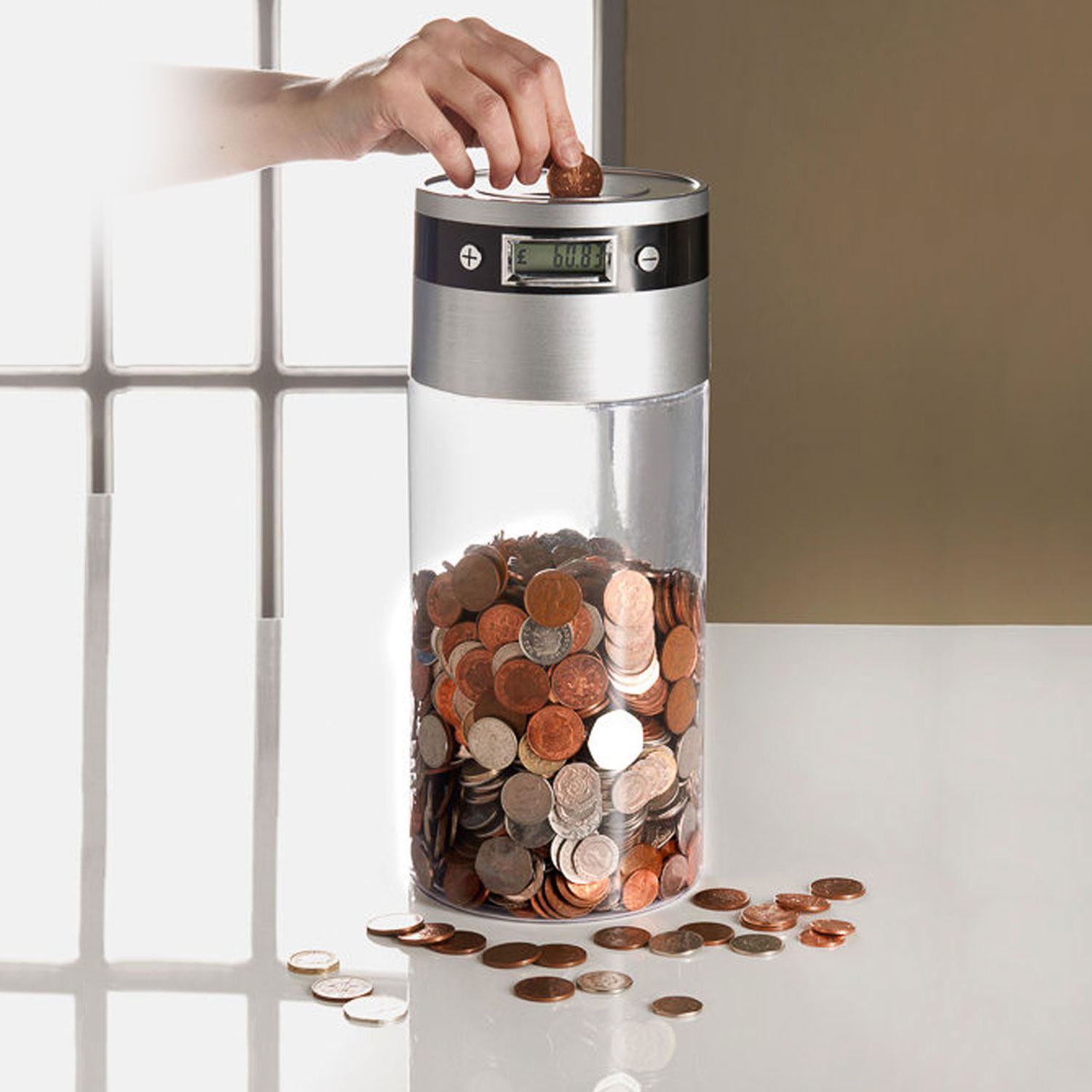 ELECTRONIC DIGITAL LCD Display Coin Counter Jar Money Box Sorter Counts