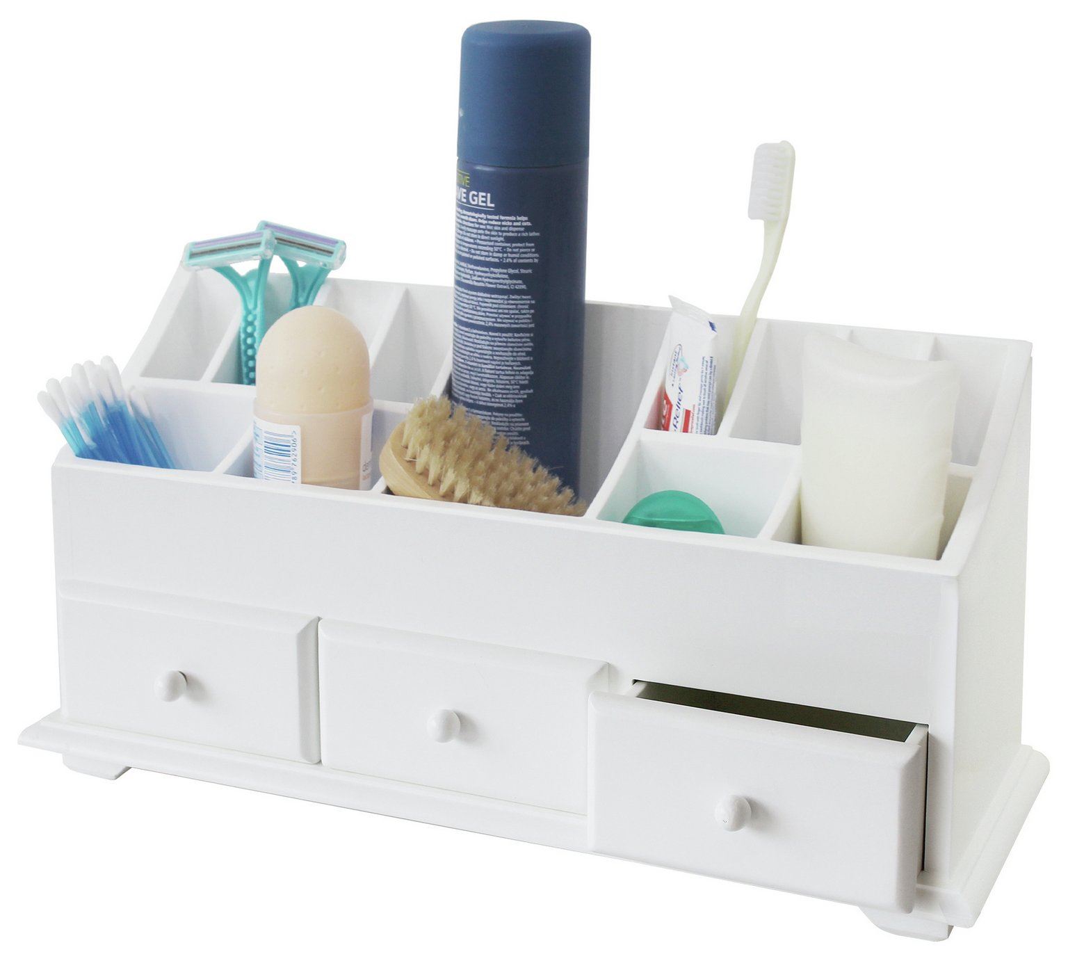 Wooden Desk Tidy Organiser Caddy Pen Holder Tidy Make Up Drawers Cosmetic White eBay