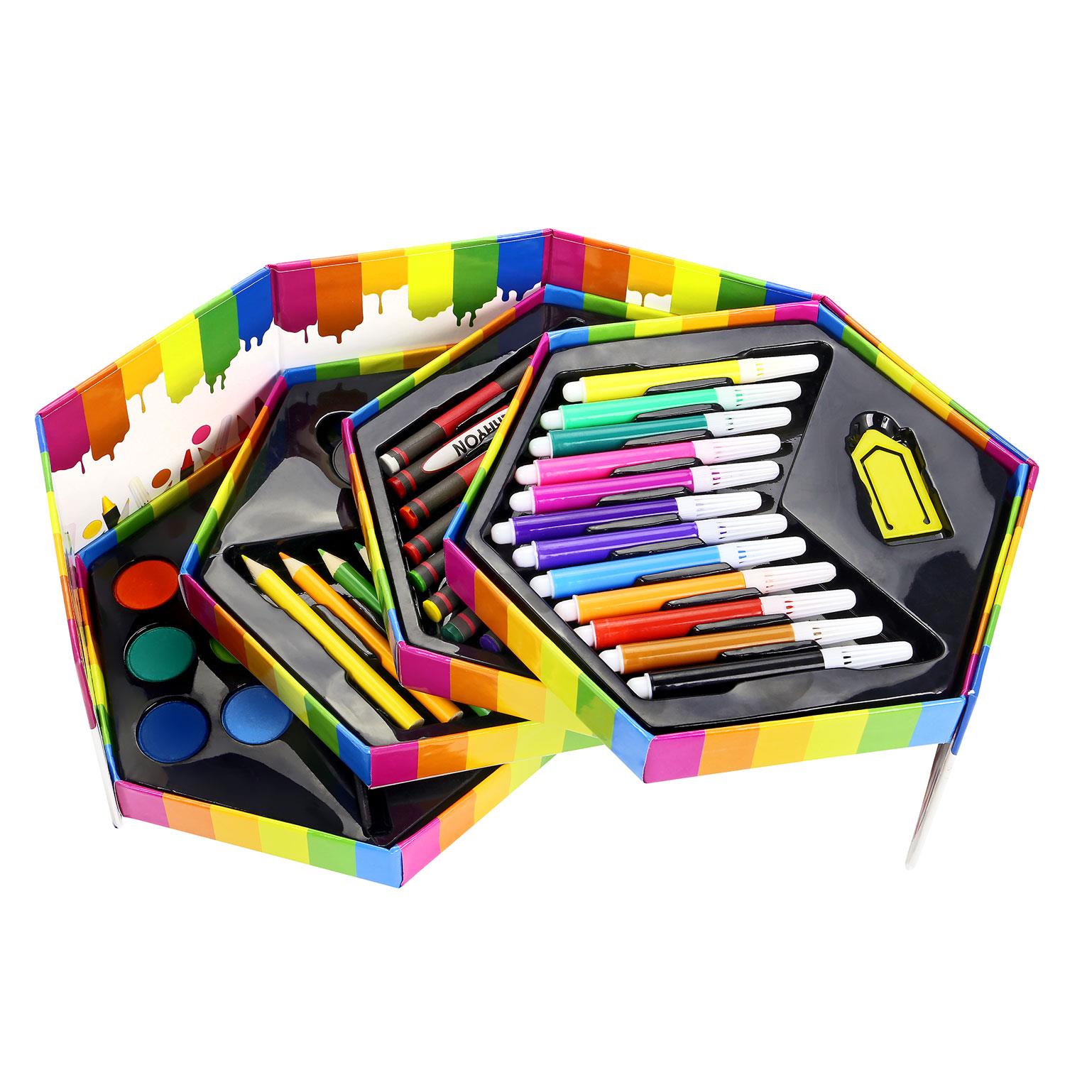 CHILDRENS CRAFT ART Set Artist Box Crayons Pens Paints Pencils Activity