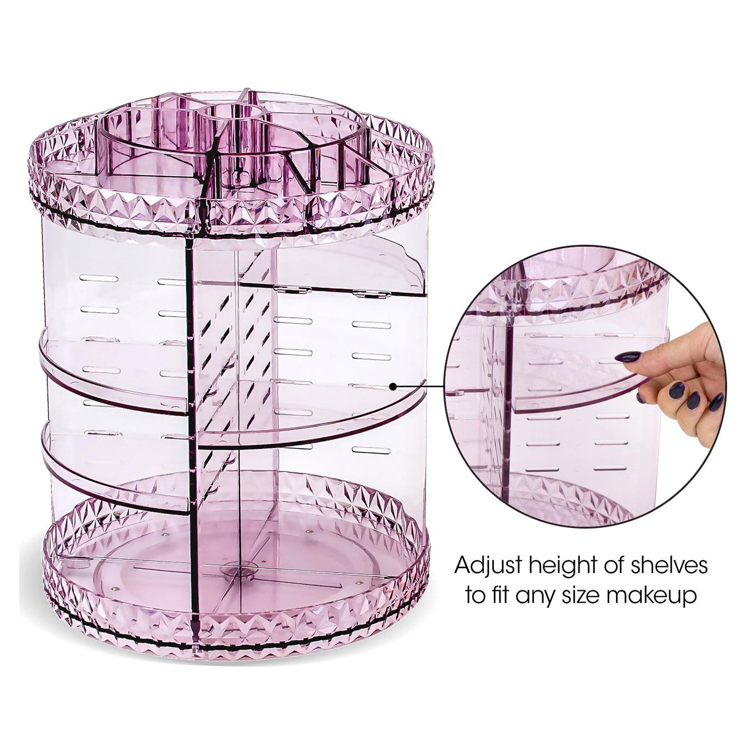 MAKEUP COSMETIC ORGANISER STORAGE BOX SHELF 360 DEGREE ROTATING DISPLAY ACRYLIC - Picture 20 of 22