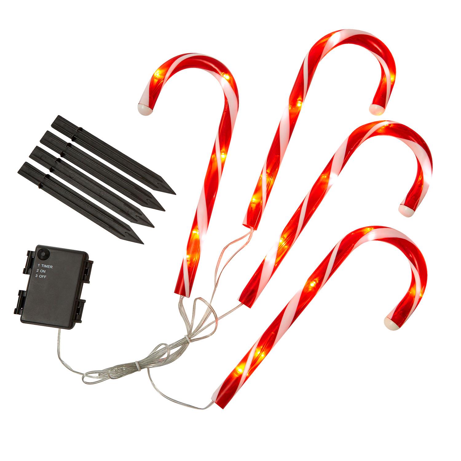 4/8 Pack Christmas Candy Cane Pathway Lights LED Outdoor Garden