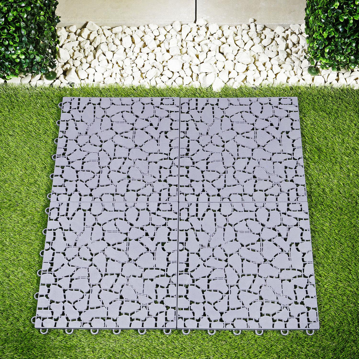 24 Interlocking Plastic Garden Patio Path Tiles Decking Floor Lawn