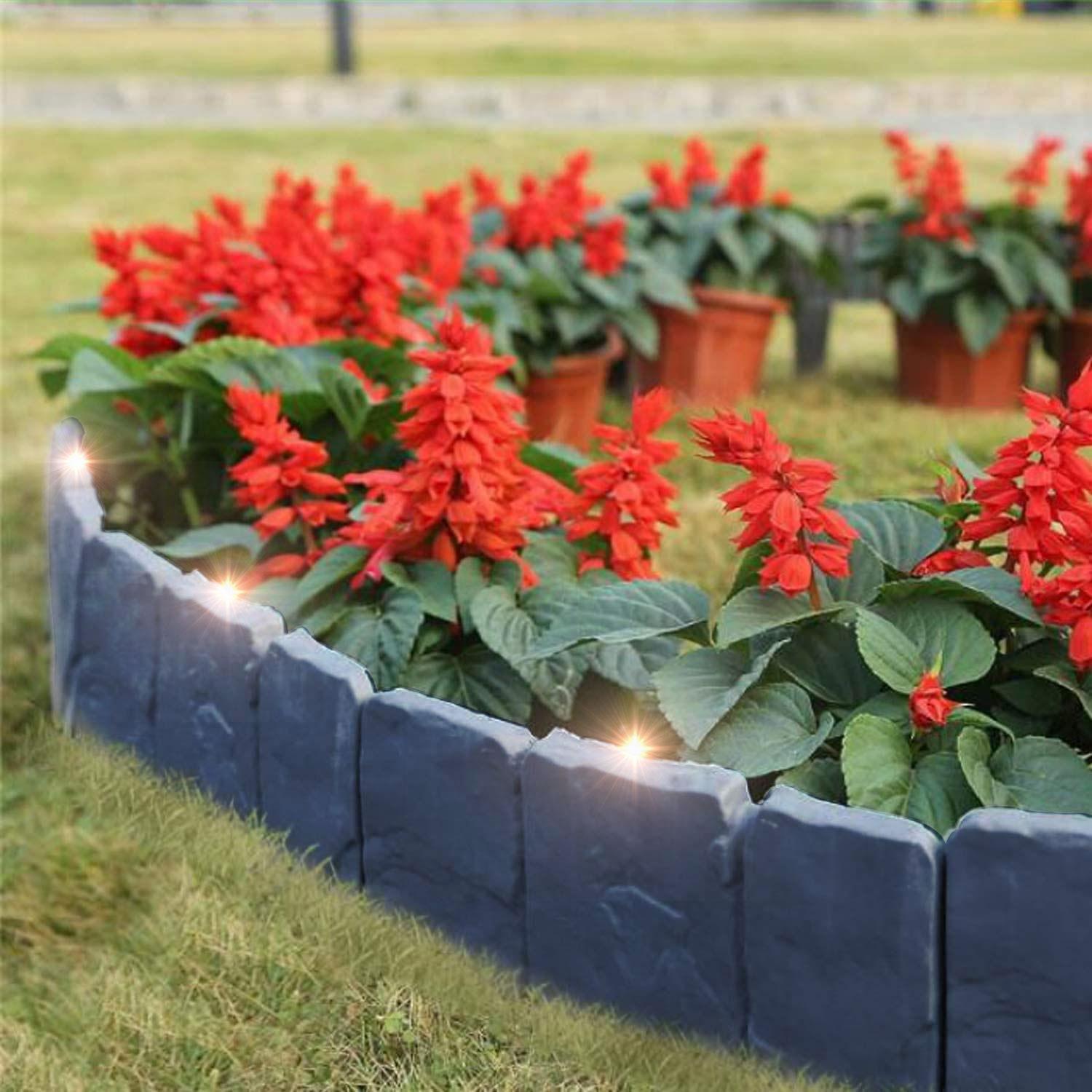 GARDEN BORDER LAWN EDGING FLEXIBLE PLASTIC FLOWER BED HAMMER IN PATH EDGE FENCE - Picture 61 of 86