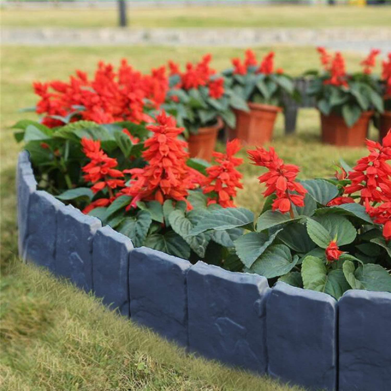 Cobbled Stone Effect Plastic Garden Lawn Edging Plant Border Simply Hammer In - Picture 2 of 7