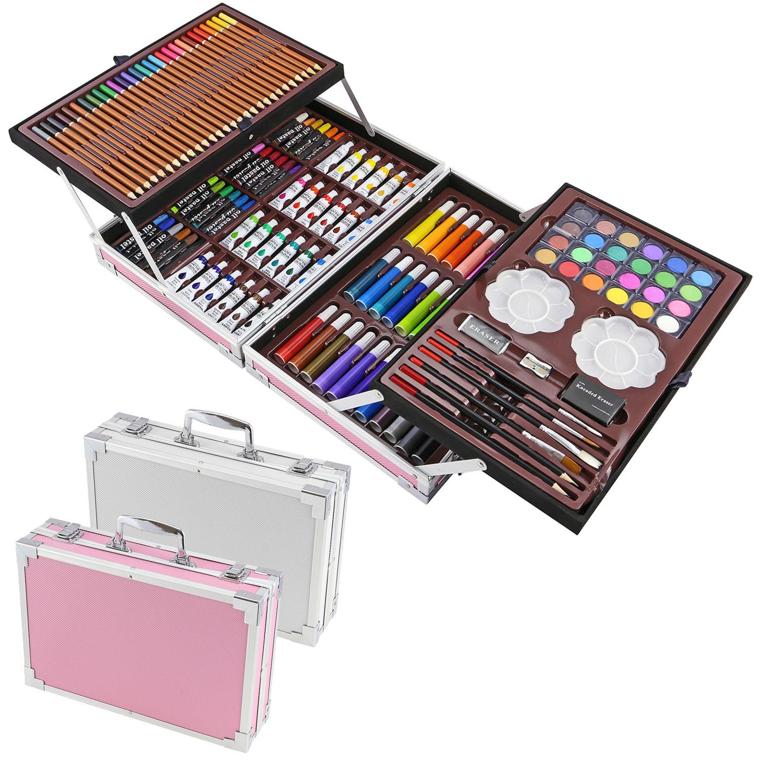 145pc Artists Aluminium Art Case Colouring Pencils Painting Set