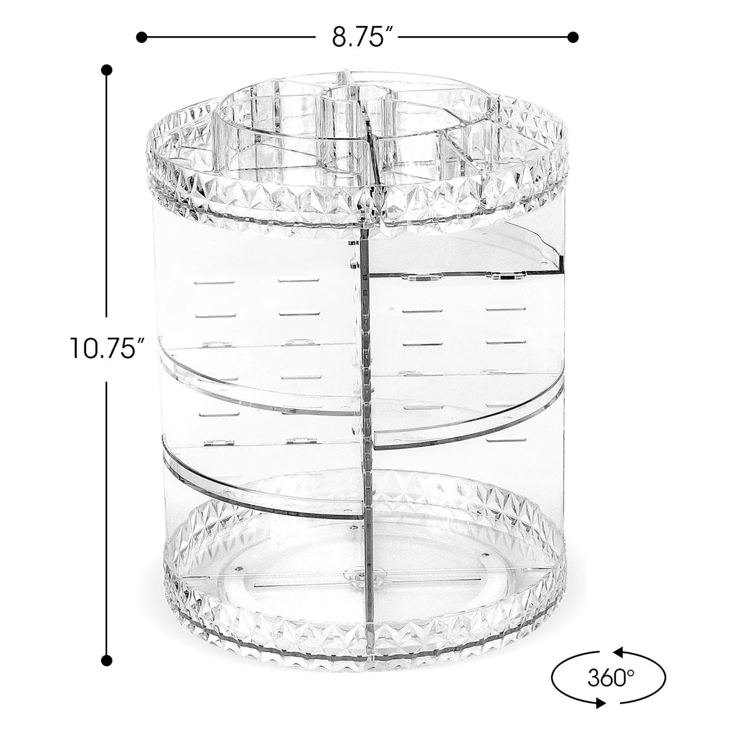 MAKEUP COSMETIC ORGANISER STORAGE BOX SHELF 360 DEGREE ROTATING DISPLAY ACRYLIC - Picture 8 of 22