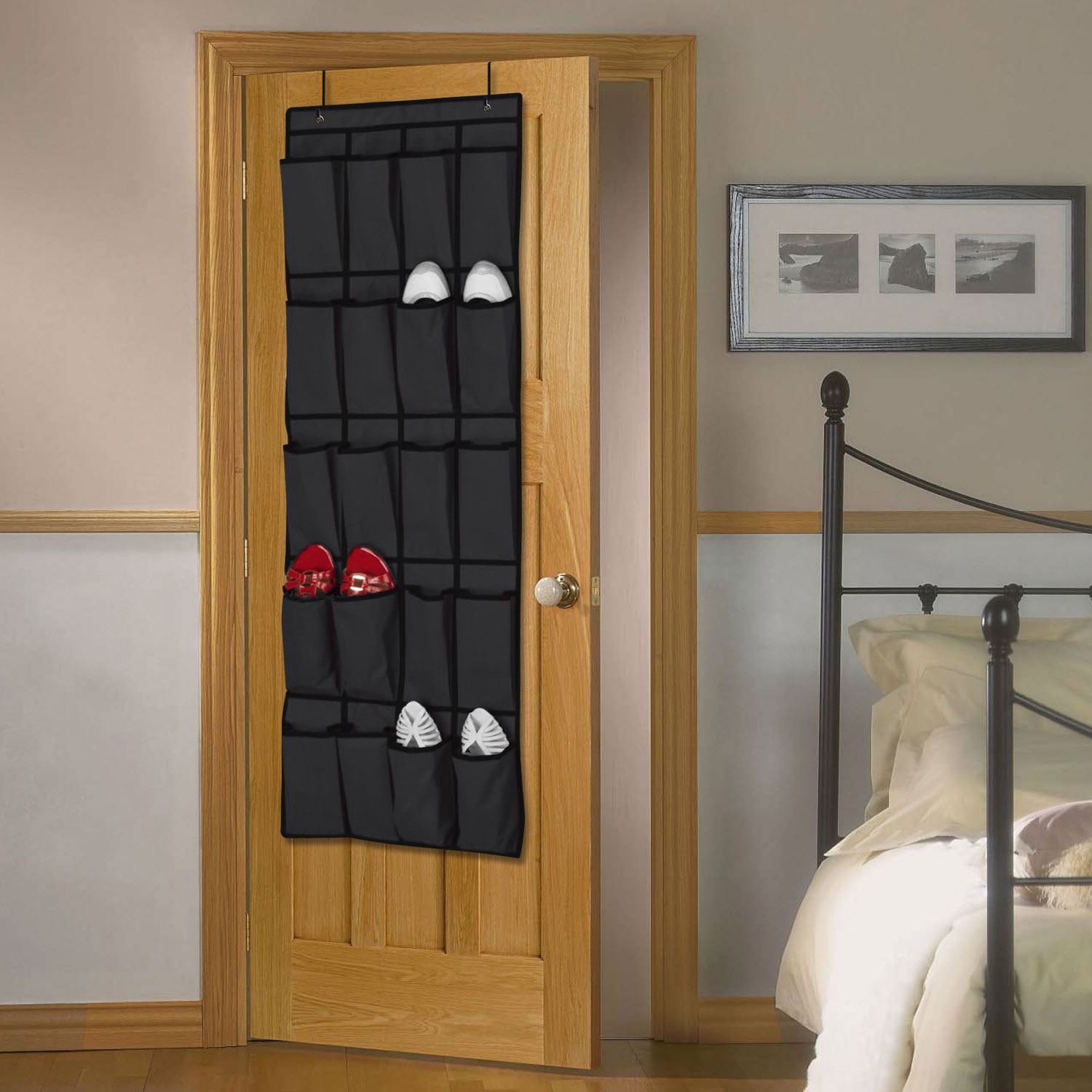 20 POCKET HANGING Over Door Shoe Organiser Storage Rack Tidy Space