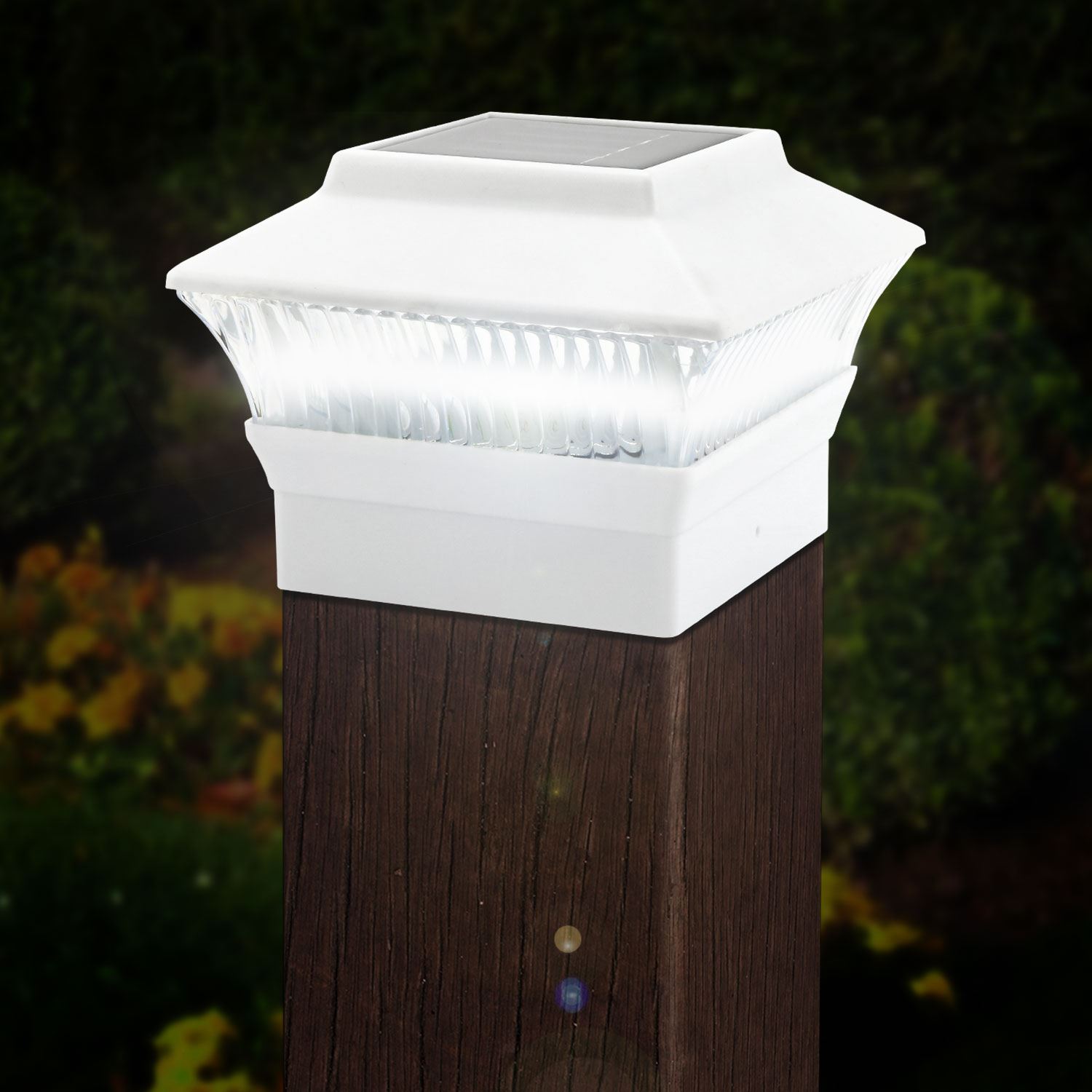 8 x Solar Powered White Led Outdoor Garden Post Deck Cap Square Fence