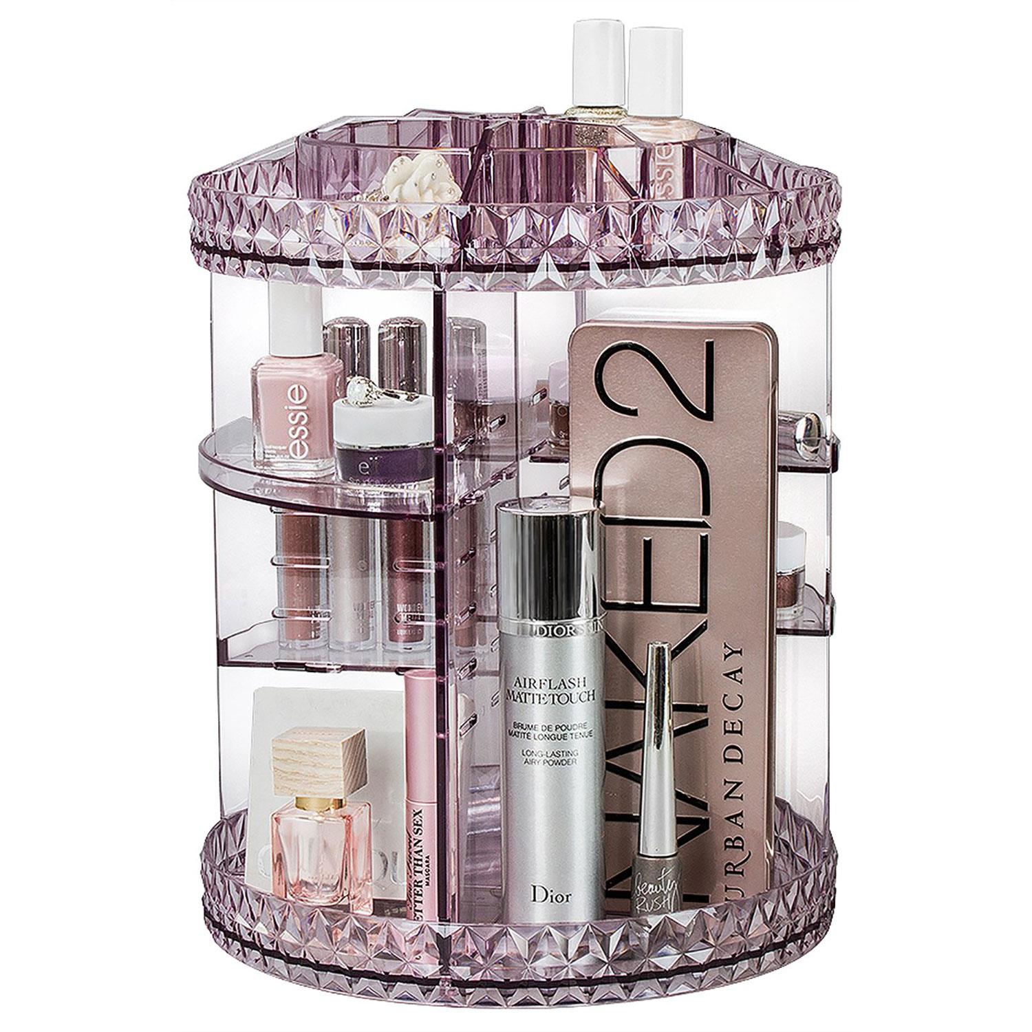 MAKEUP COSMETIC ORGANISER STORAGE BOX SHELF 360 DEGREE ROTATING DISPLAY ACRYLIC - Picture 16 of 22