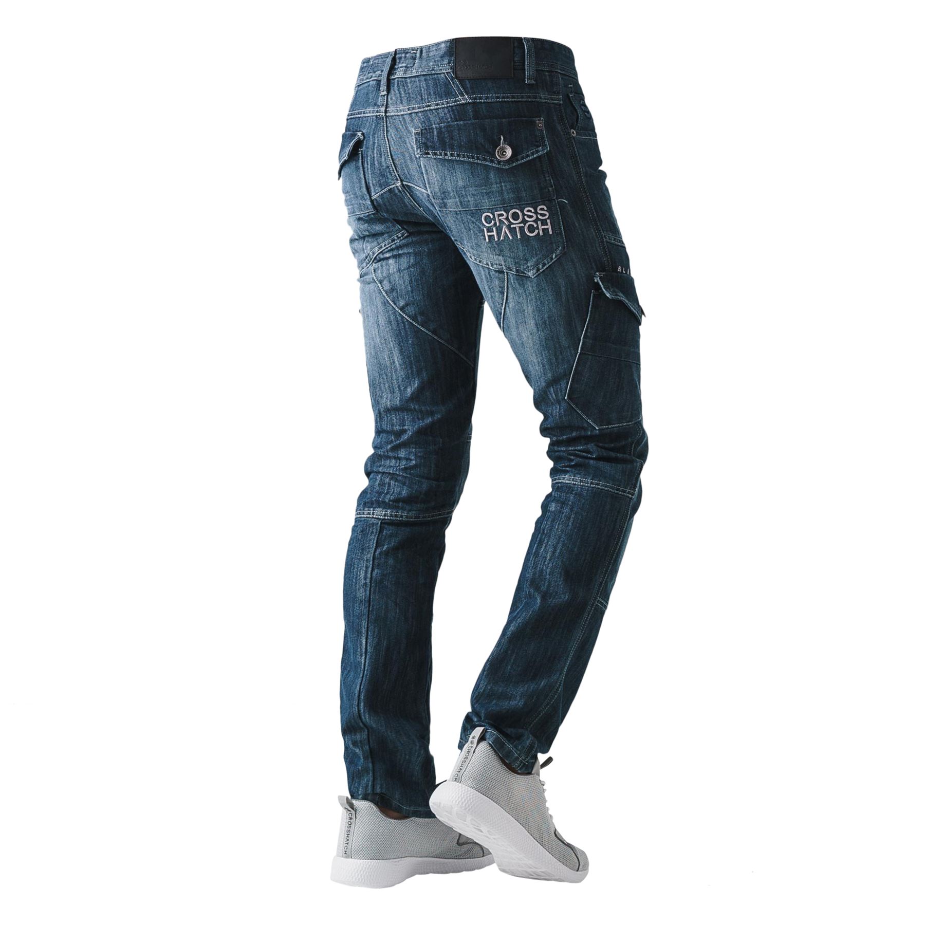 Mens CROSSHATCH Designer Cargo Combat Denim Jeans Pants All Waist /& Leg Sizes