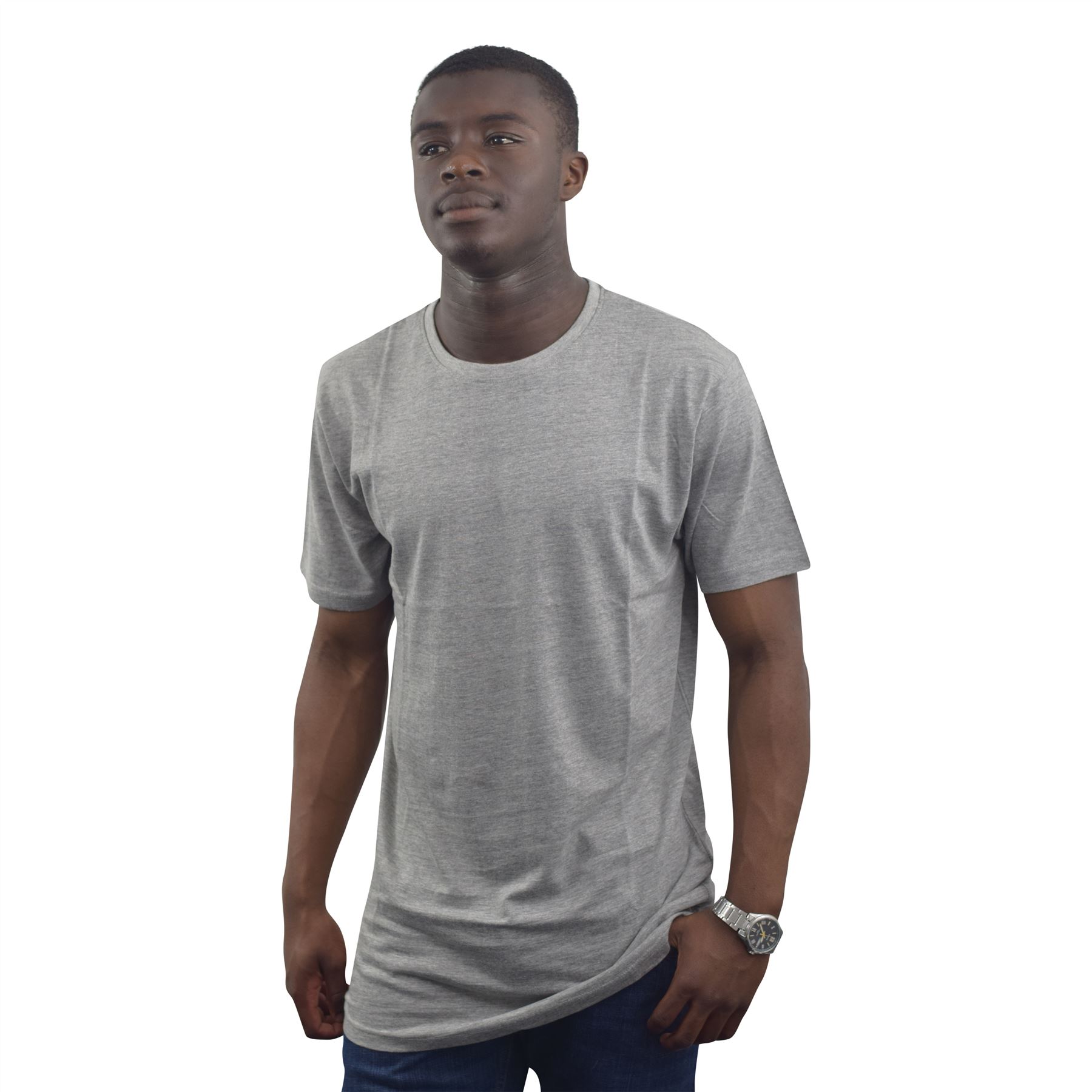 Mens Longline T-Shirts Short Sleeve High Quality Cotton Plain Designer Tee Top