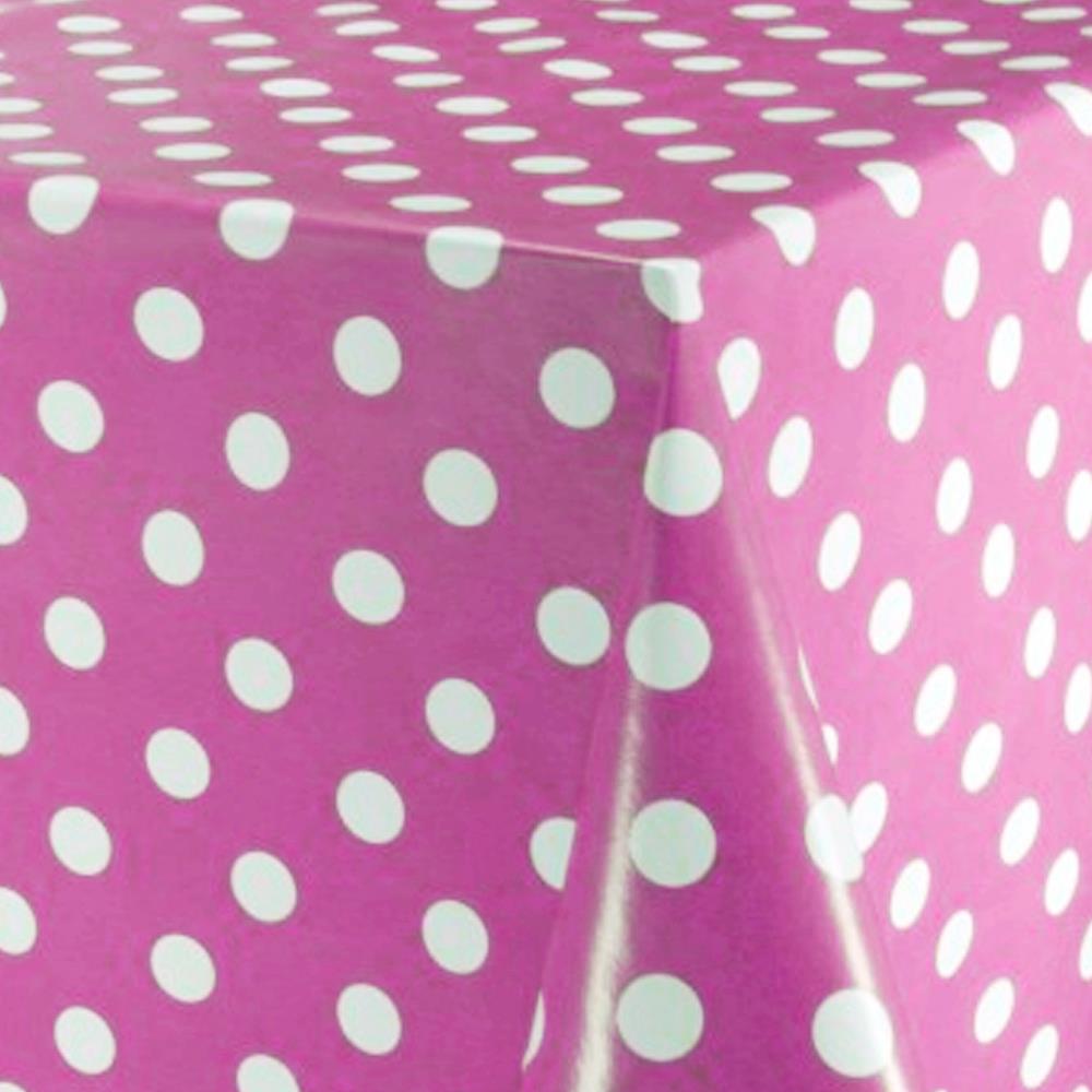 LARGE POLKA DOT SPOT PVC OILCLOTH VINYL FABRIC TABLECLOTH Sold by the