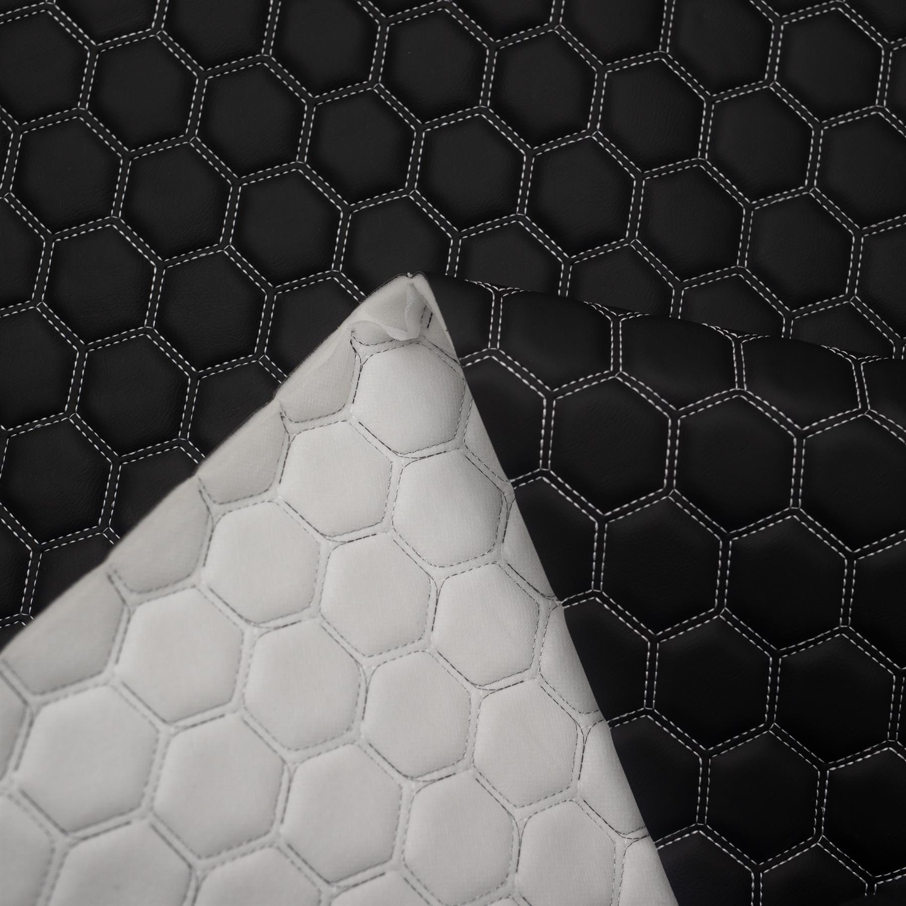 Hexagon Quilted 8mm Foam Backed Faux Leather Vehicle Upholstery Fabric