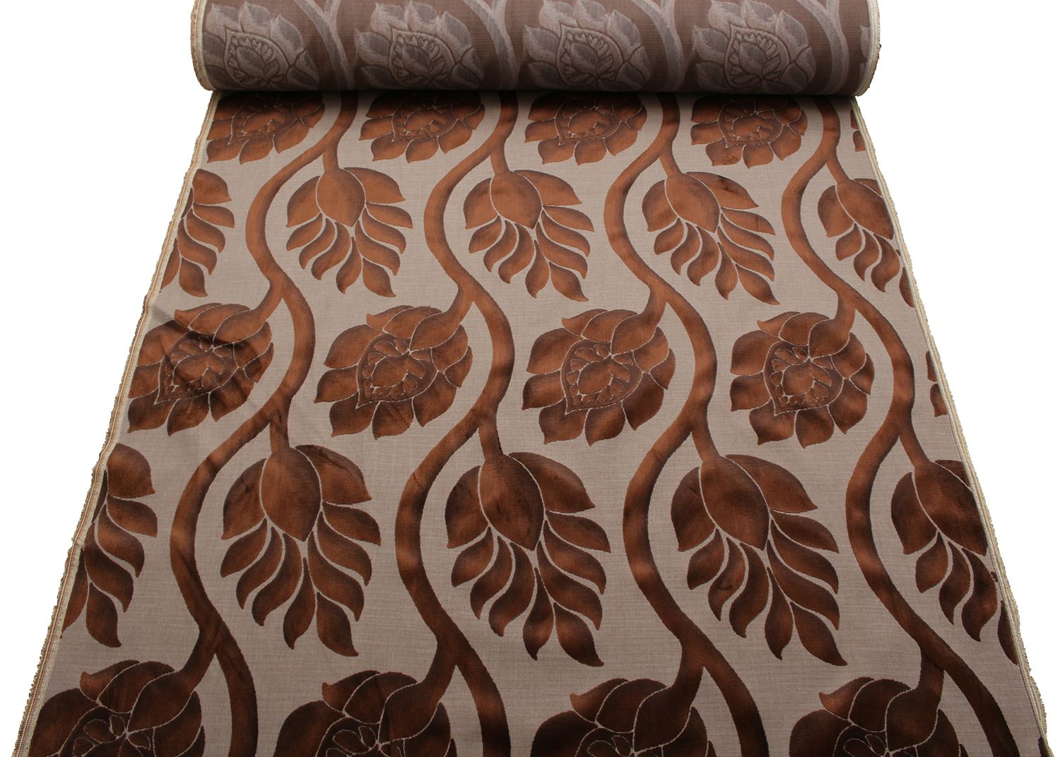 TWO TONE MULTI COLOURED RAISED LARGE FLORAL CUT VELVET UPHOLSTERY