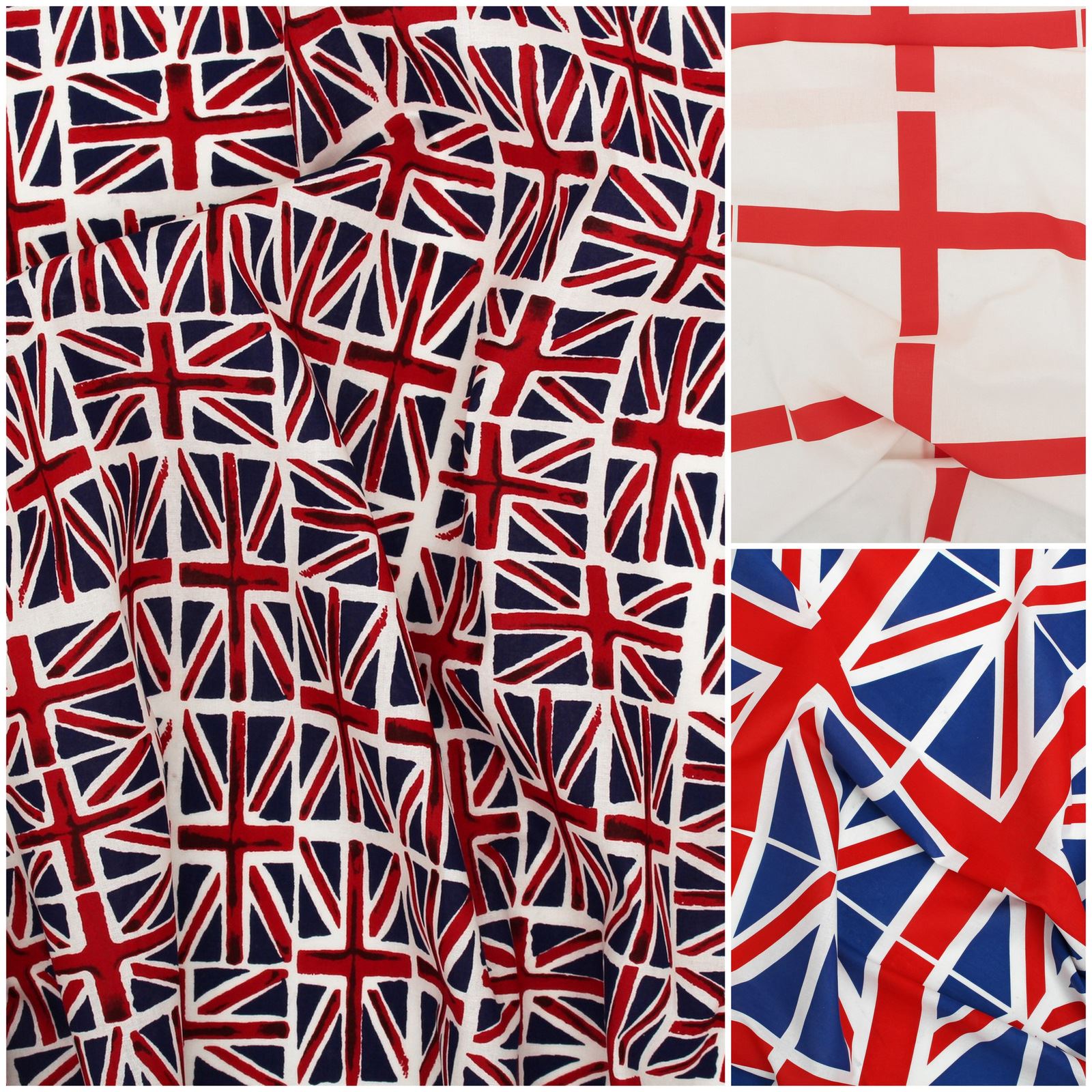100 COTTON BRITISH FLAG UNION JACK ST CRAFTING PATCHWORK CRAFT