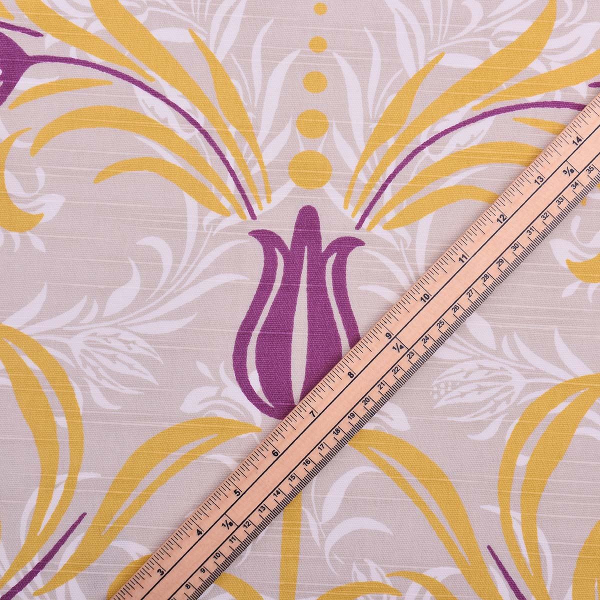 Aubergine 100 Cotton Floral Stripe Matching Upholstery Fabric