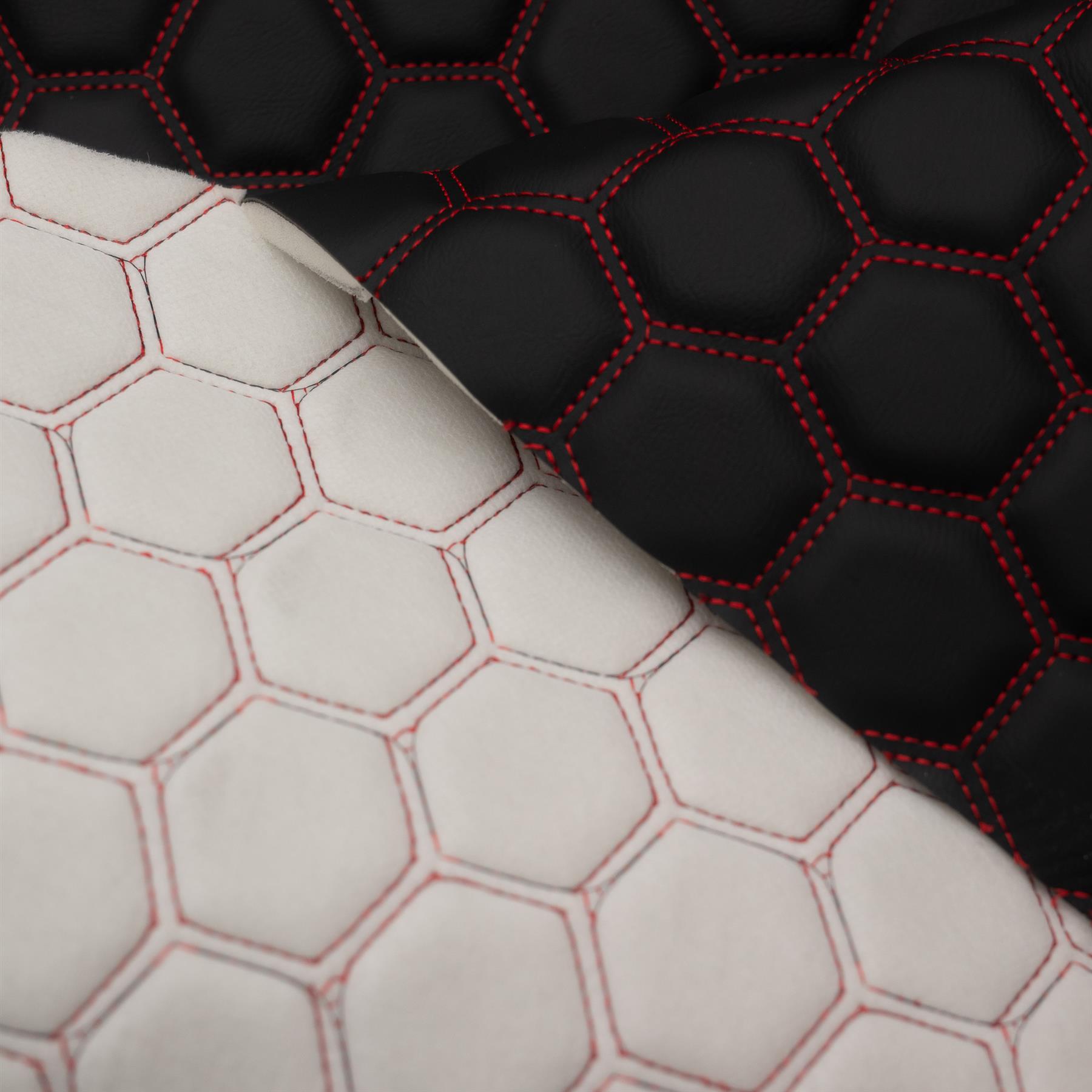 Hexagon Quilted 8mm Foam Backed Faux Leather Vehicle Upholstery Fabric