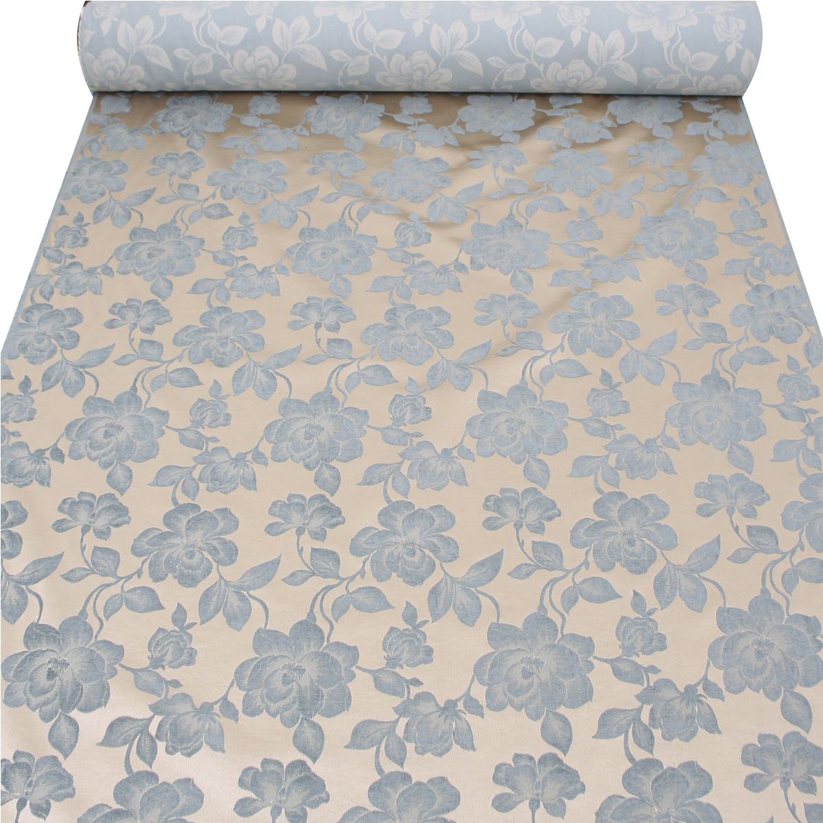 Milo Satin Velvet Floral Luxurious Gold Duck Egg Blue Curtain