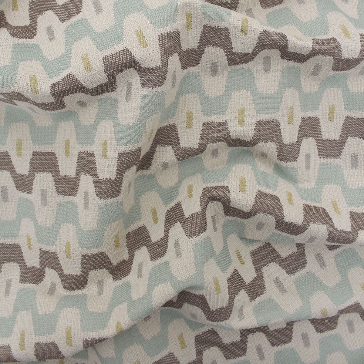 Shankari Woven Geometric Pastel Pattern Duck Egg Taupe Curtain