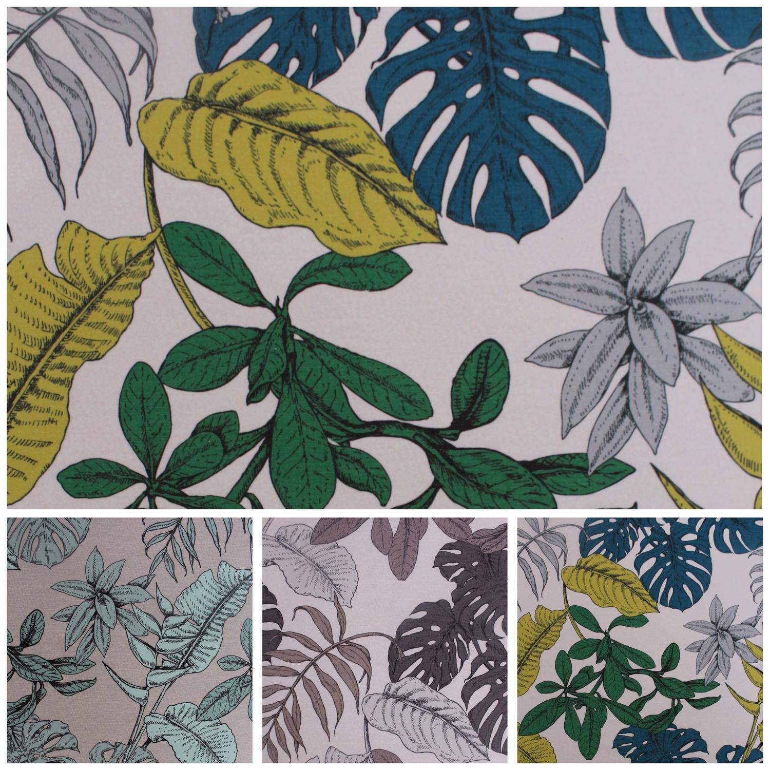 Myanmor Tropical Exotic Leafy Bold Floral Print Velour Velvet