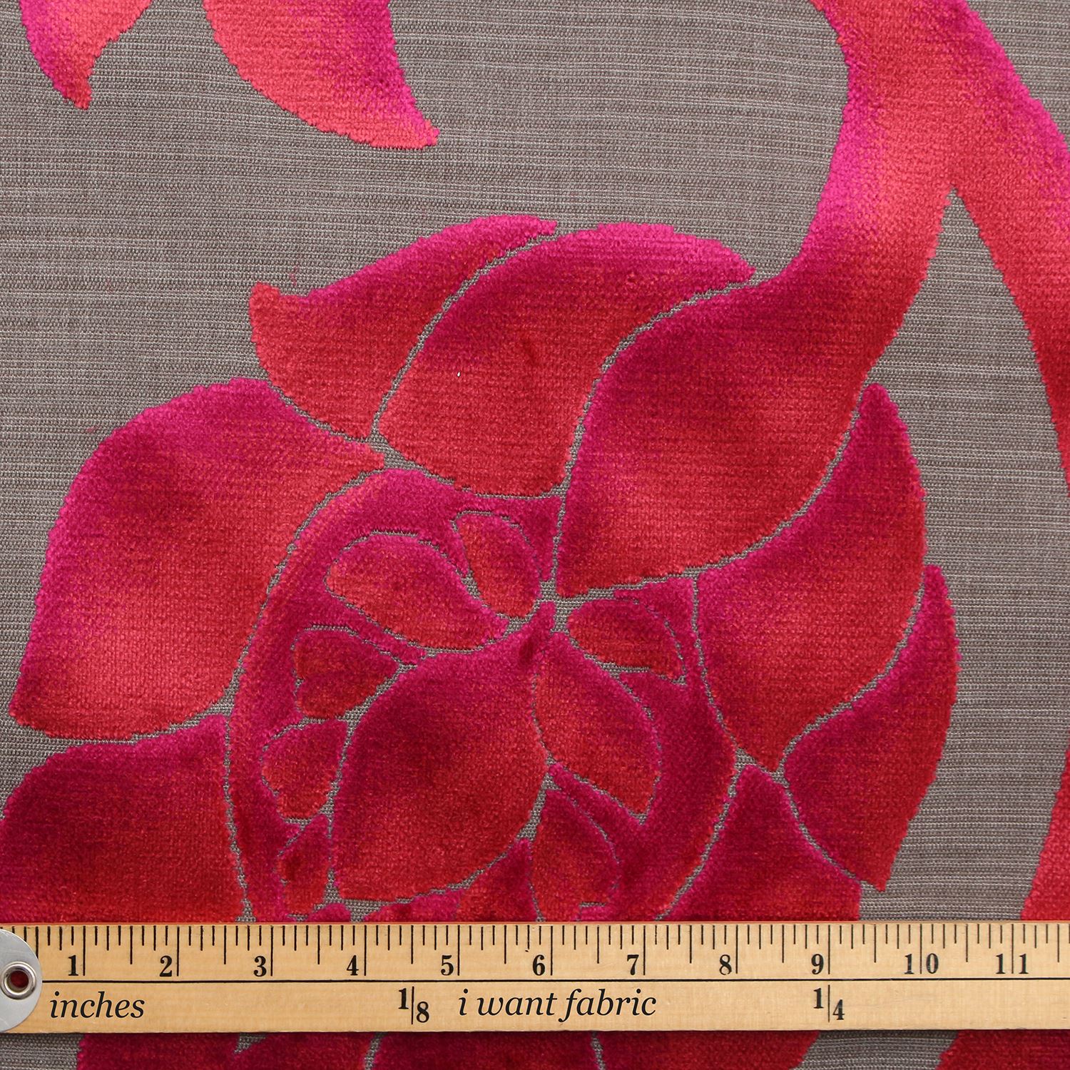 TWO TONE MULTI COLOURED RAISED LARGE FLORAL CUT VELVET UPHOLSTERY