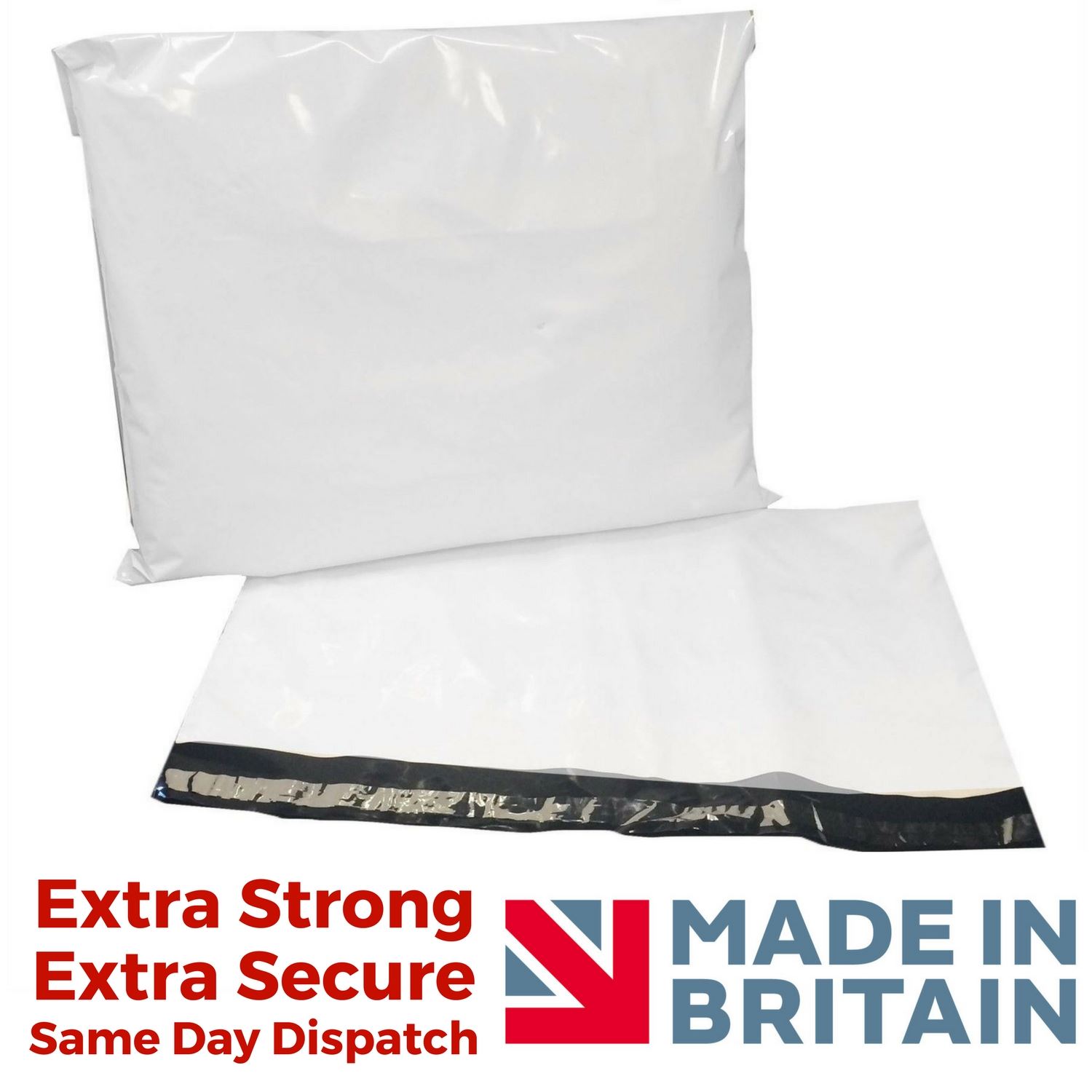 White Premium Strong Mailing Bags Sacks Extra Plastic Polythene Courier