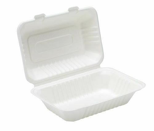 "Contenedor de almeja biodegradable compostable para comida para llevar 9x6"