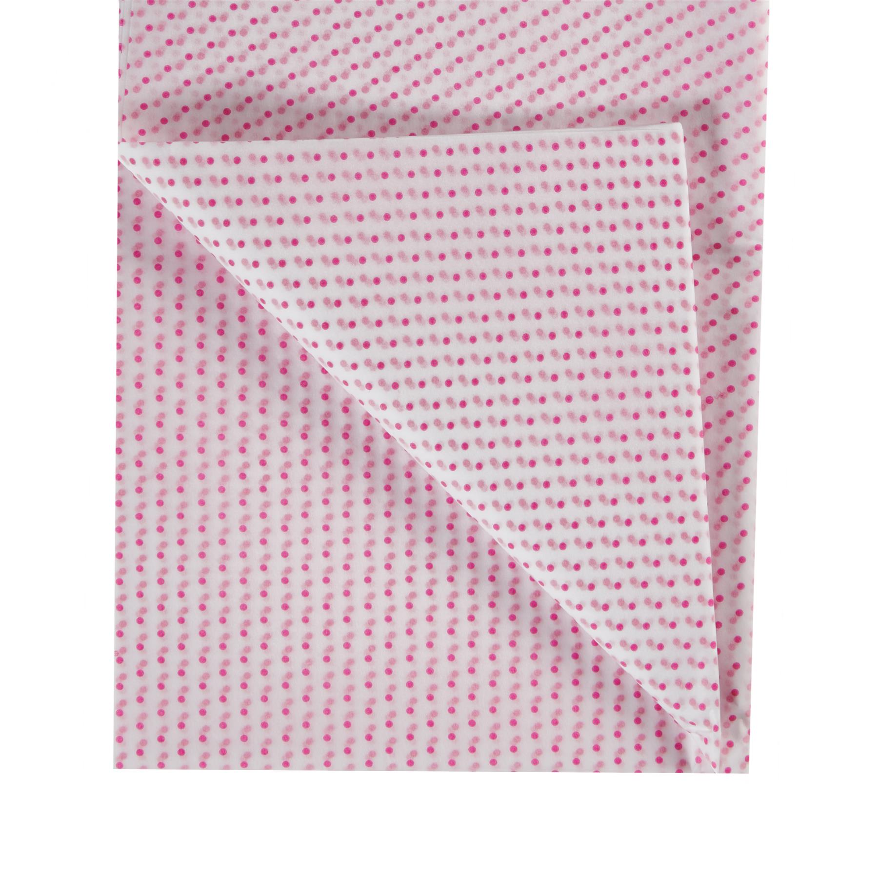 Pink Tissue Paper Sheets - Large Acid Free 50x75 Plain & Printed Polka Dot