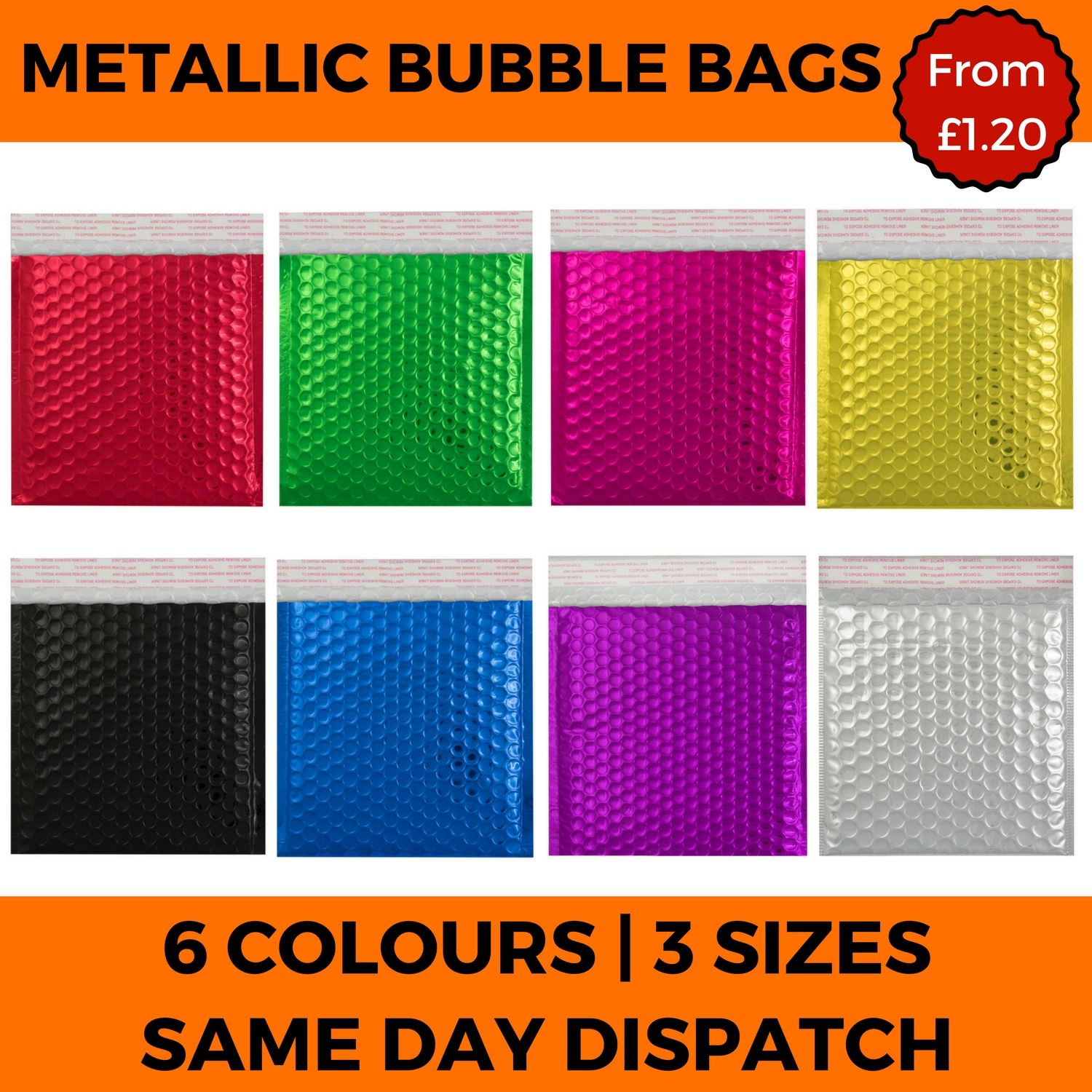 Metallic Bubble Envelope Mailing Bags Foil Gloss Postal Padded Pouch 8 Colours