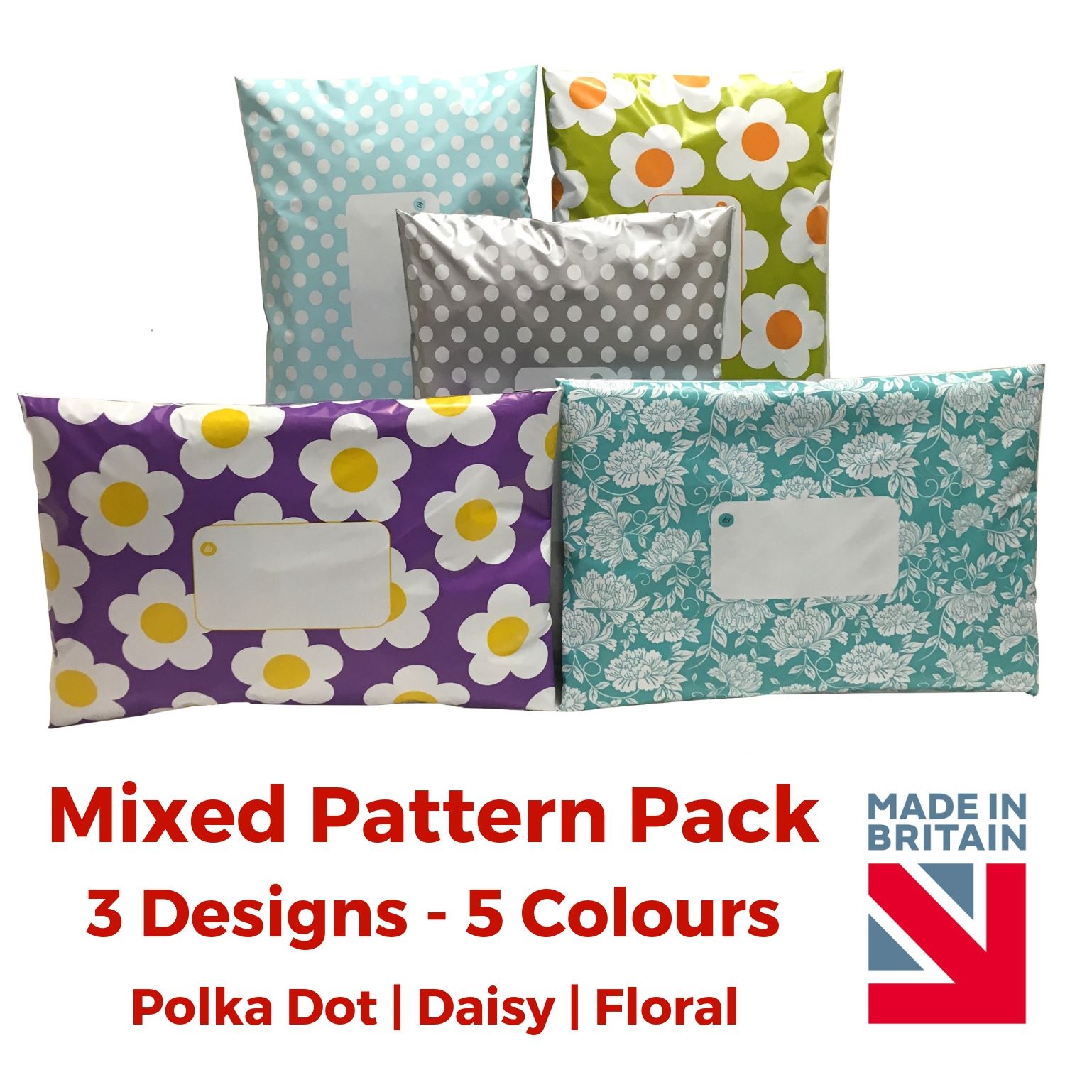Printed Mailing Postage Bags - MIXED PACK - Postal Poly Polka Dot Floral Daisy