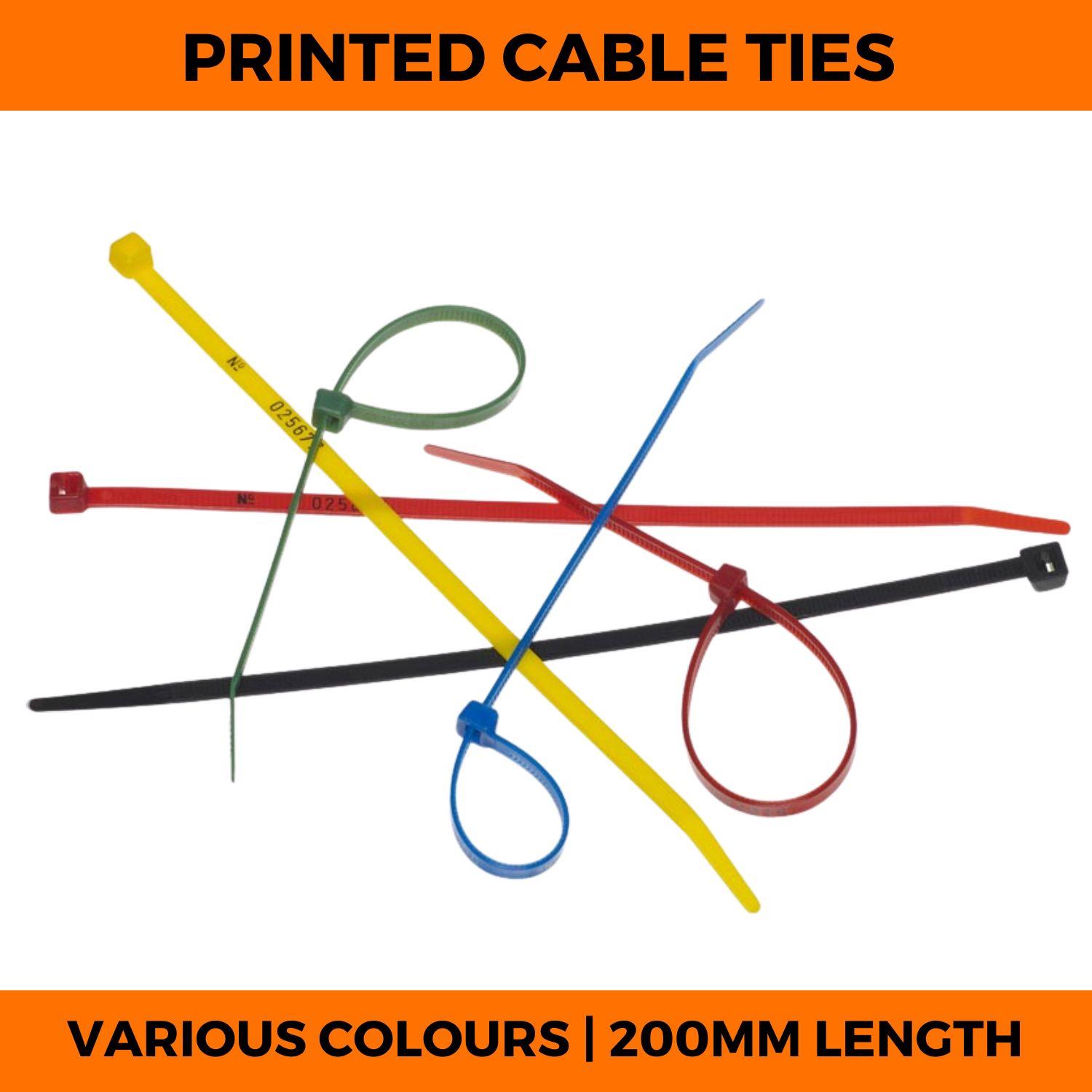 Printed Cable Ties - Yellow Nylon Sequential Numbered 200mm Zip Wrap Tags