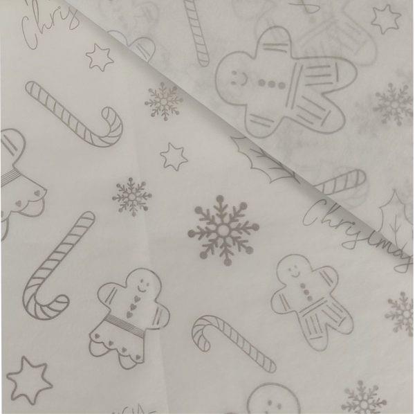 Metallic Christmas Printed Tissue Paper - Snowflakes Trees Gold Silver Gift Wrap - Picture 3 of 3