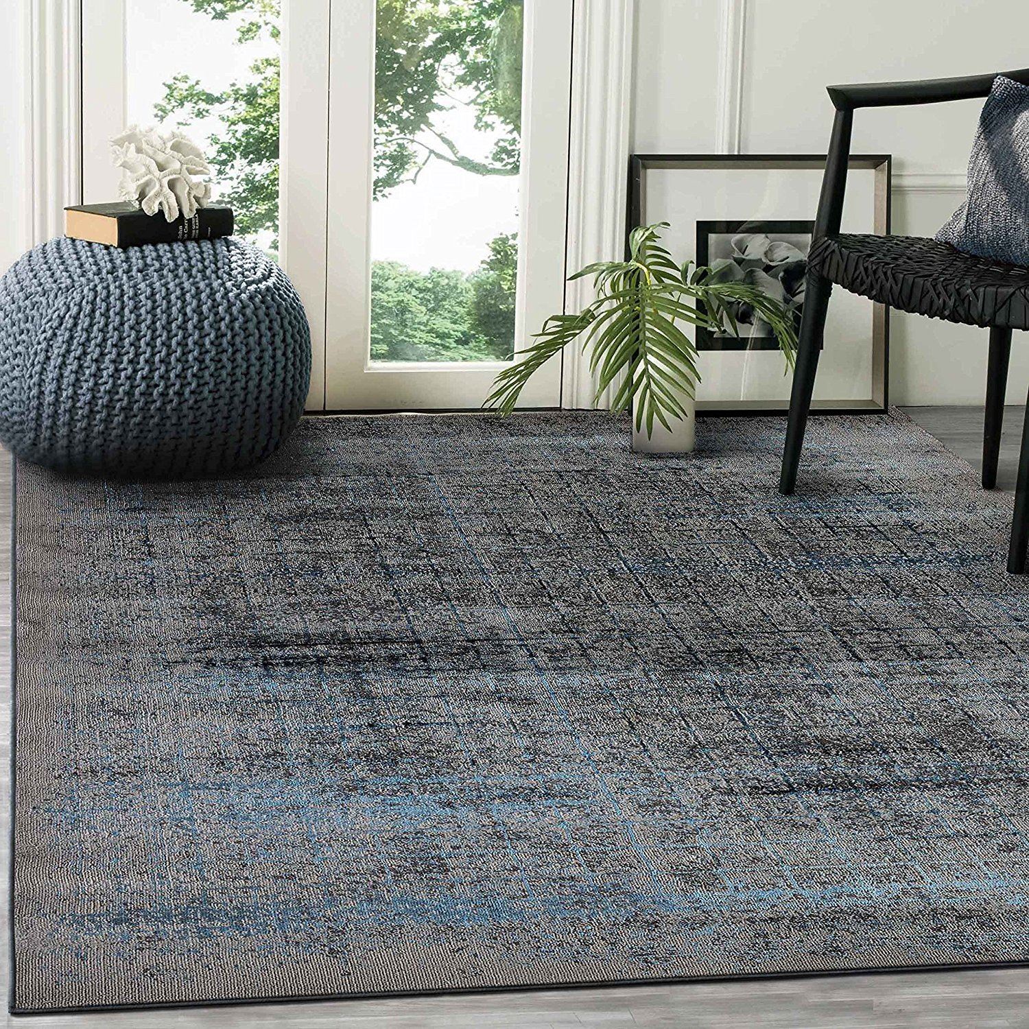 Black Gold Grey Blue Blend Rugs Vintage Geometric Pattern Area Carpet