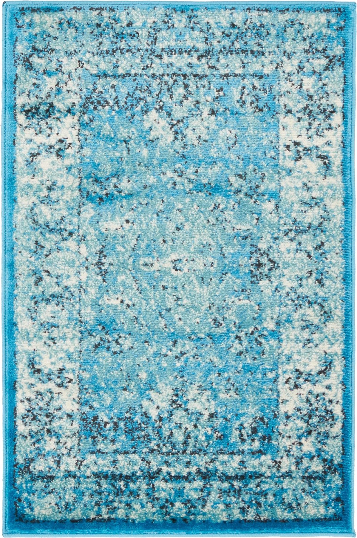 Transitional Blue Faded Large Rug Modern Small Traditional Carpet