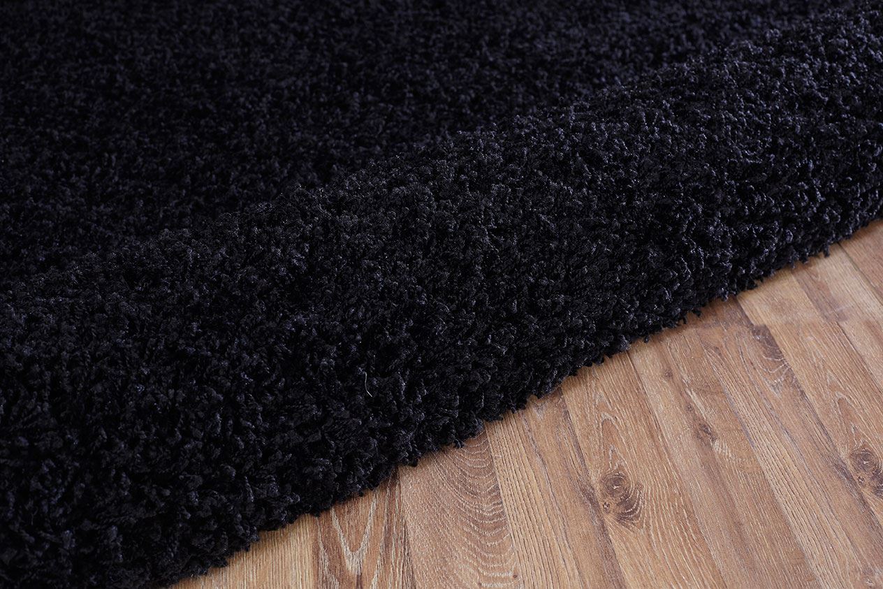 Black Area Rug Shaggy Soft Fluffy Modern 5cm Thick Contemporary Plain