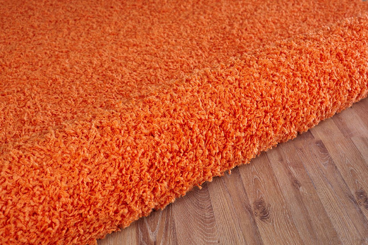 Orange Area Rug Shaggy Warm Soft Carpet Fluffy Modern Contemporary