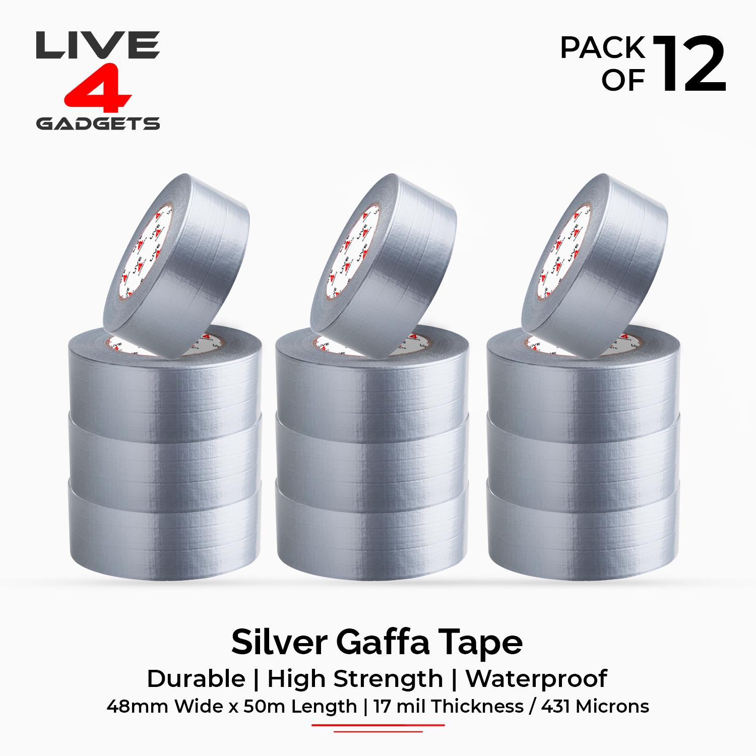 Repair Sealing Duct Tape Super Sticky Heavy Duty Silver Duct Tape – 3 Rolls, 45mm X 50m, Strong Waterproof Adhesive For Indoor & Outdoor Repairs Strong Tape - View #3