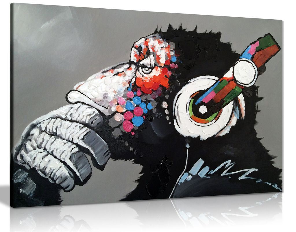 Cool Ape With Dj Heaphones Canvas Wall Art Picture Print eBay