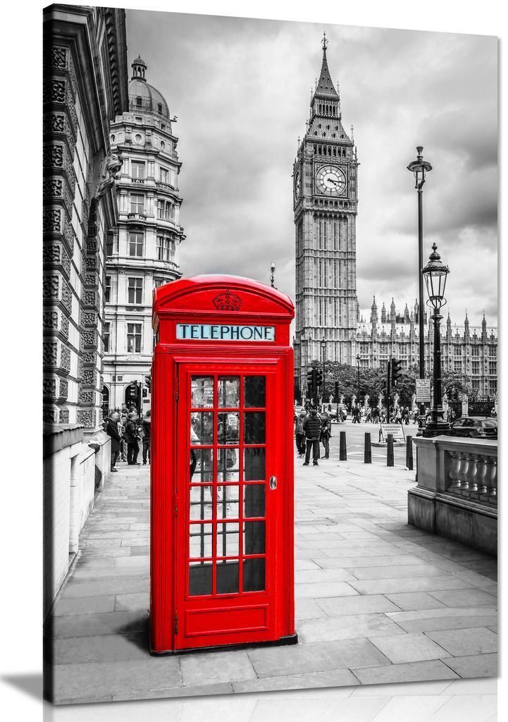 London Telephone Box CITY Canvas Art Print Box Framed Picture Wall Hanging BBD