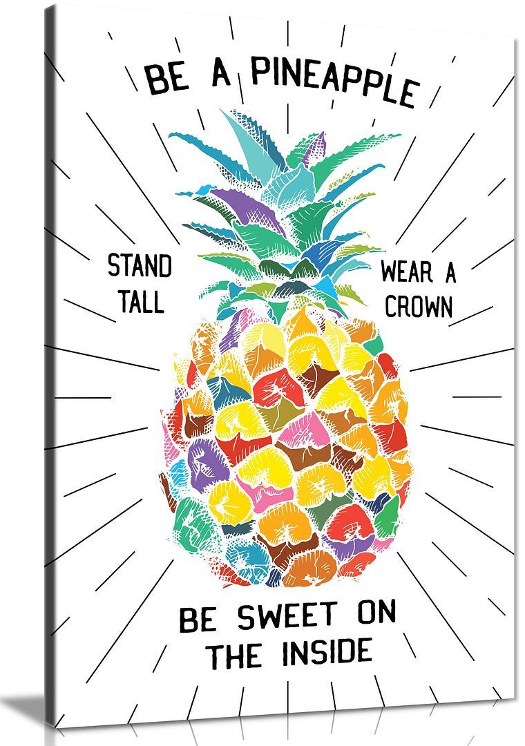 Motiviation Be A Pineapple Quote Canvas Print Tropical Decor Decorative Wall Art - Picture 4 of 6