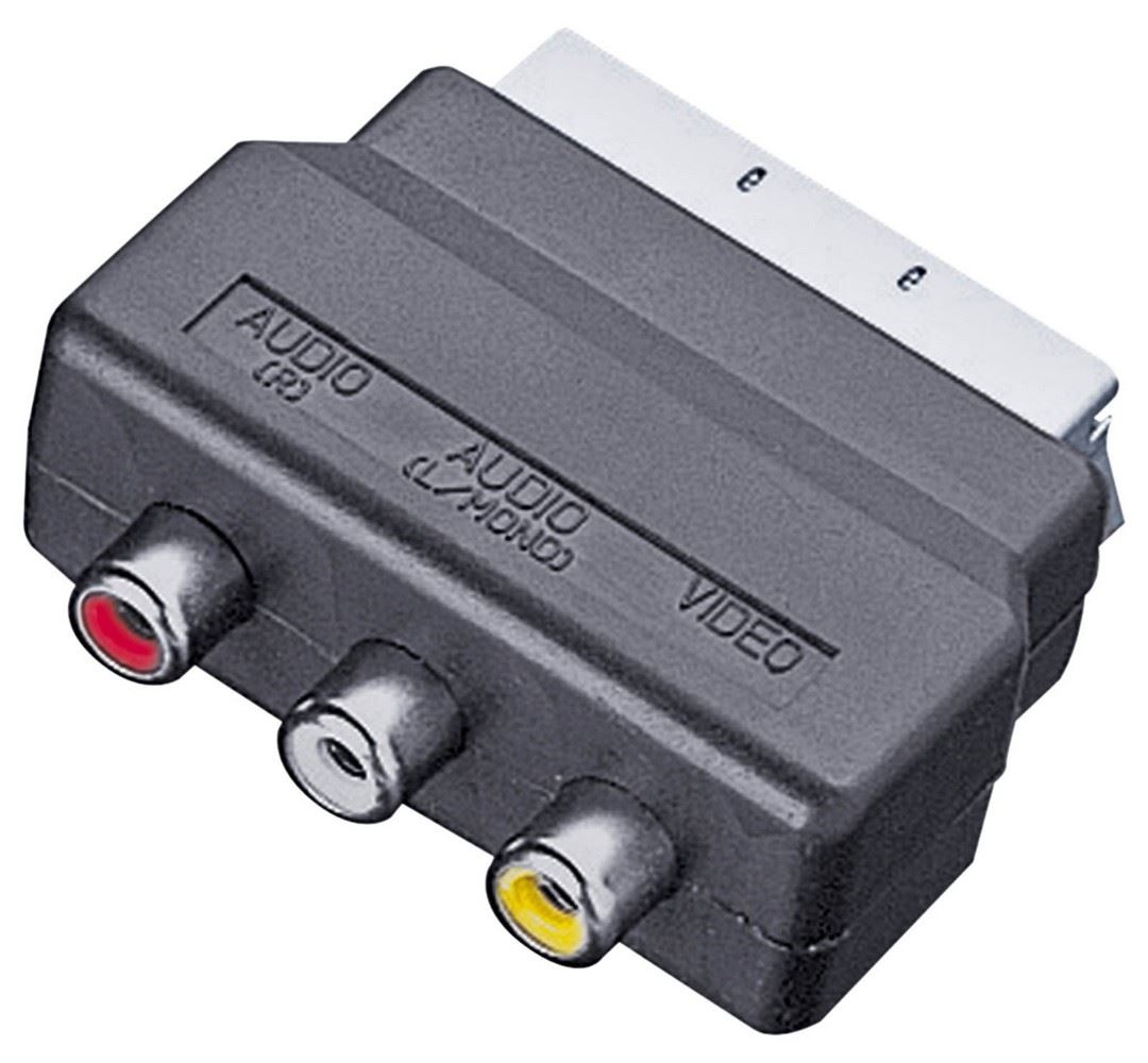 Electrovision Scart Plug to 3 Phono Sockets Adaptor (Audio Video In) - Picture 1 of 2