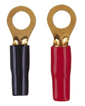 Red/Black Gold Plated Crimp Type Ring Terminal 8.5 mm Ring for 3.5 mm Cable 5mm - Picture 1 of 2